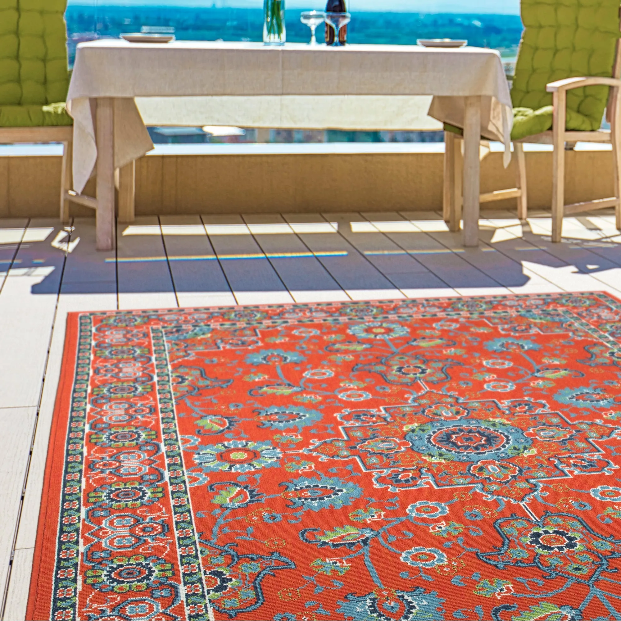 Sunice Traditional Oriental Floral Pattern Indoor/ Outdoor Area Rug
