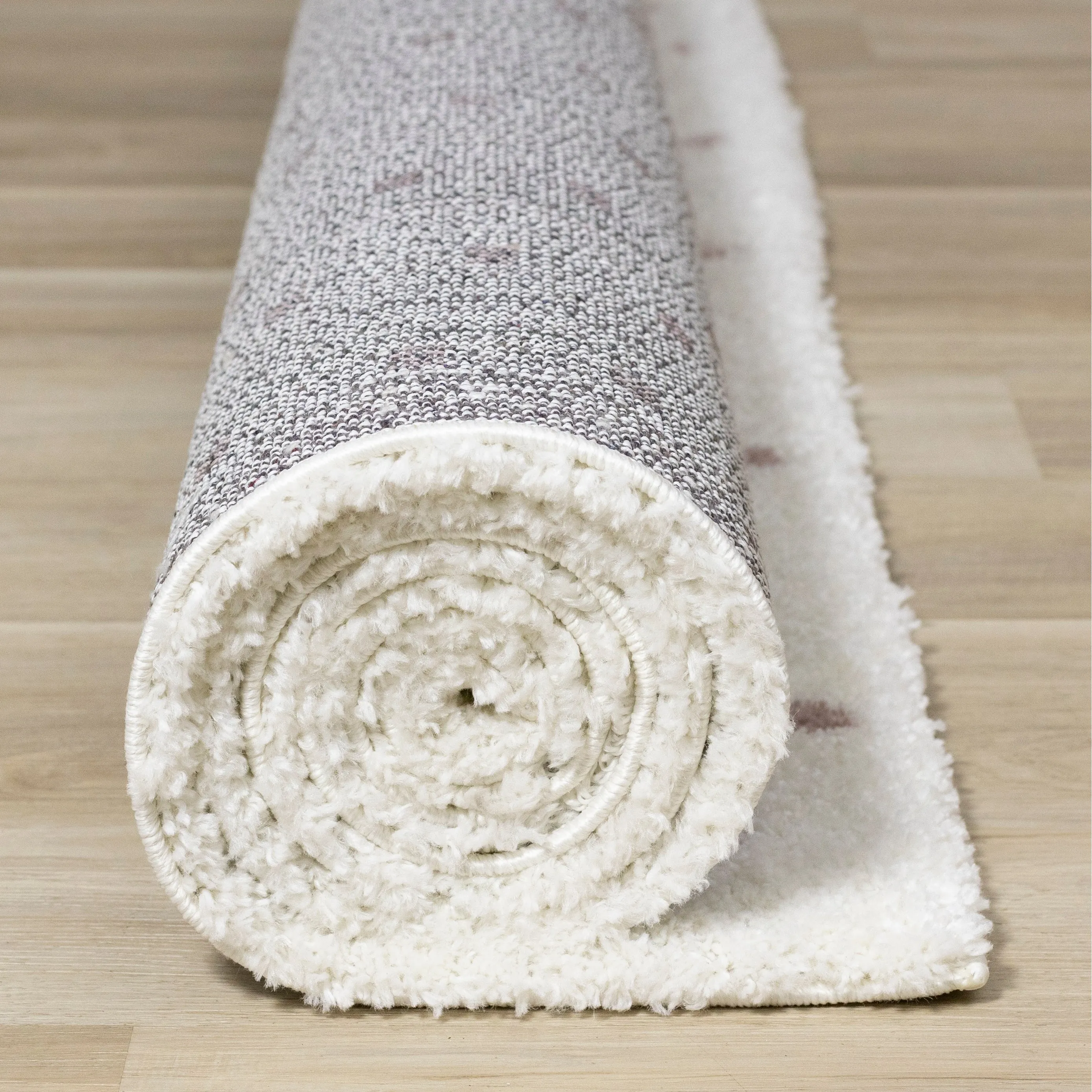 Taylor Collection - Cream Pink Dots Soft Area Rug