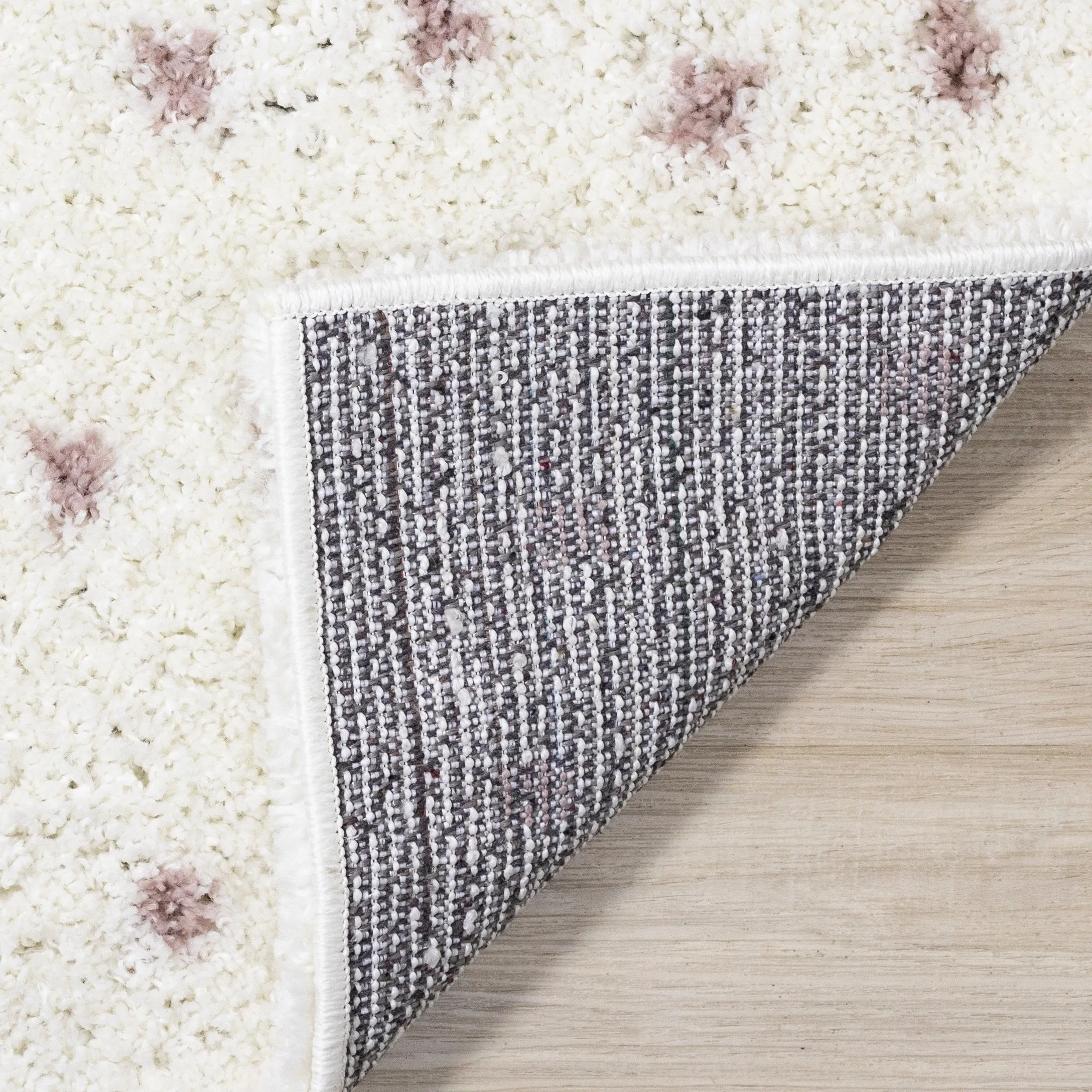Taylor Collection - Cream Pink Dots Soft Area Rug