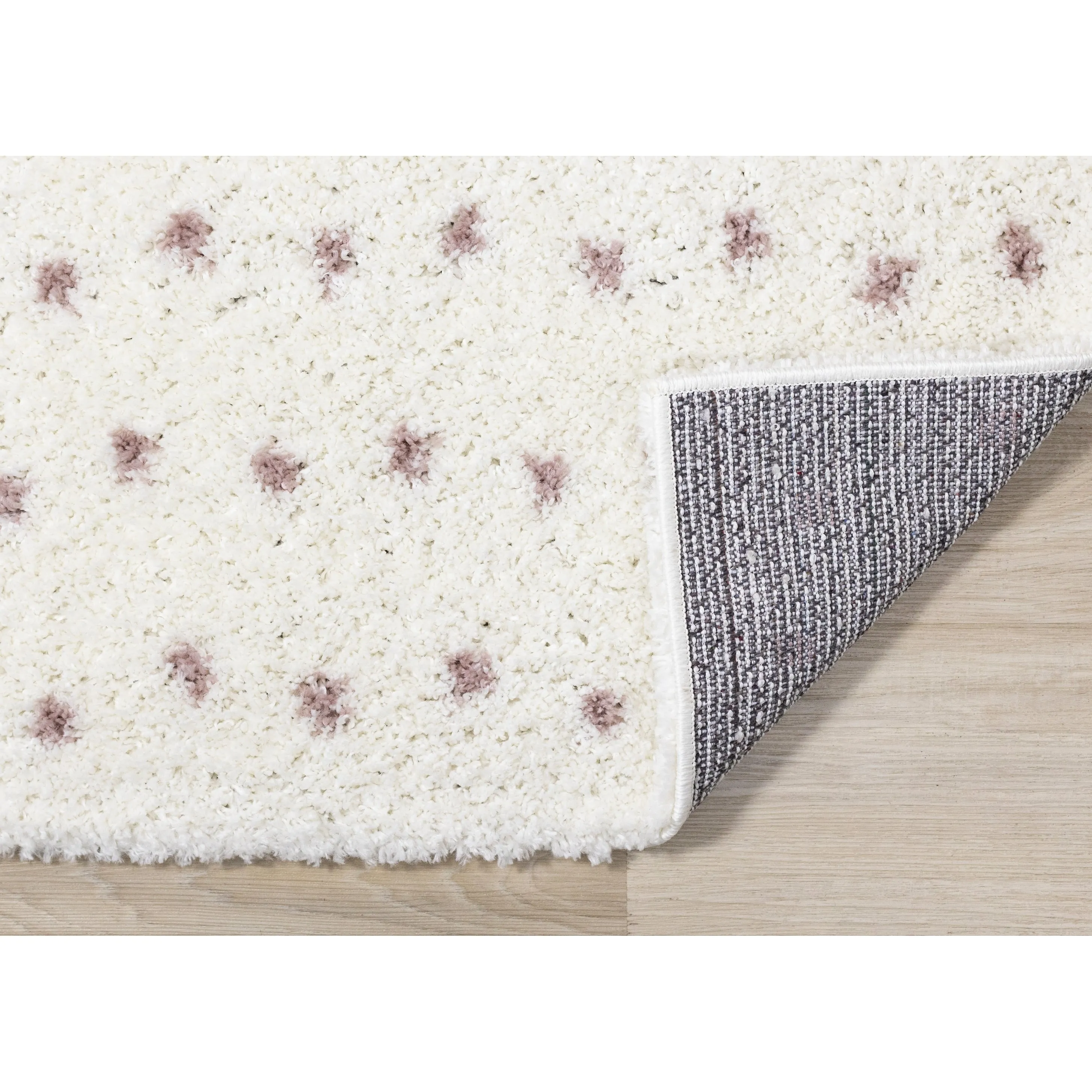 Taylor Collection - Cream Pink Dots Soft Area Rug