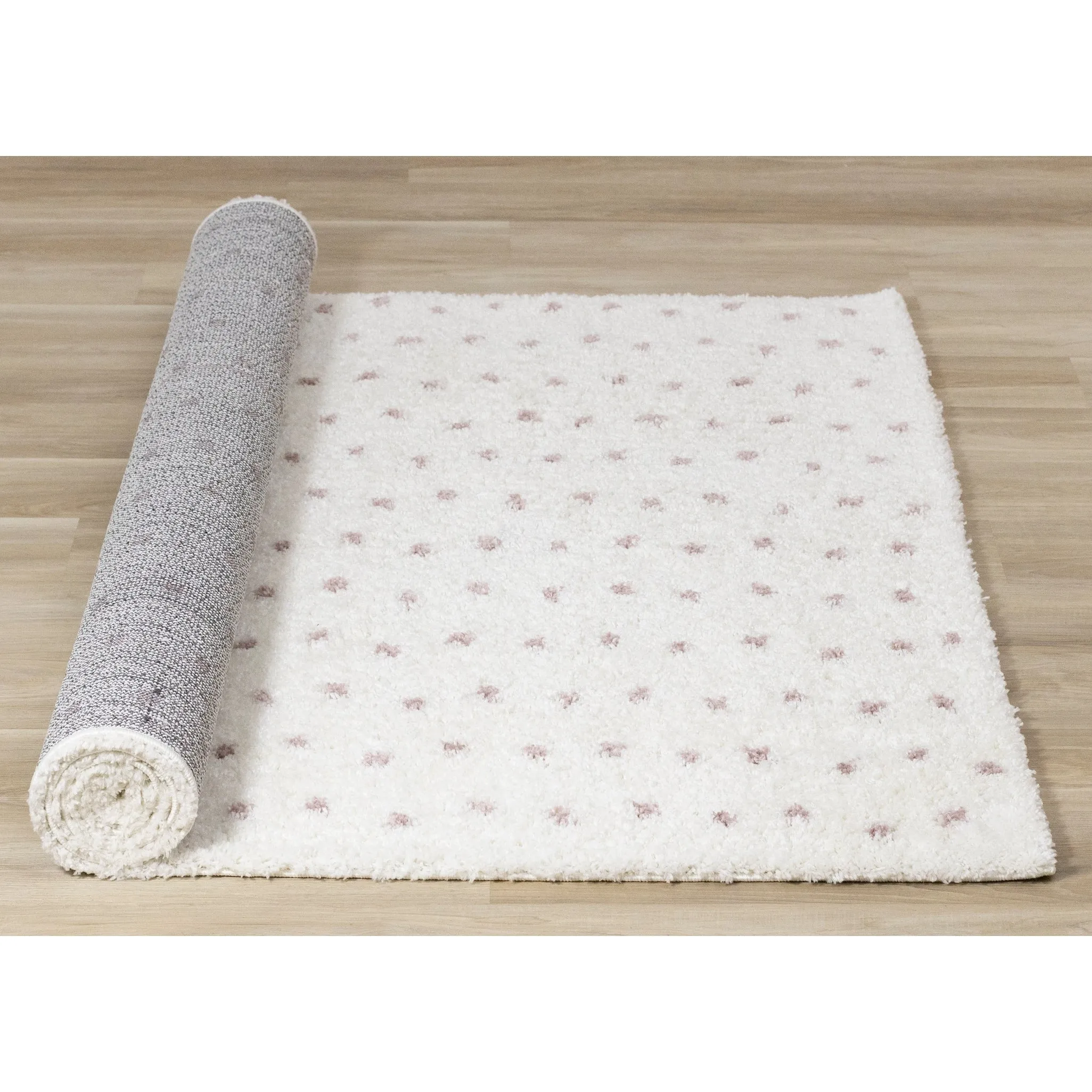 Taylor Collection - Cream Pink Dots Soft Area Rug