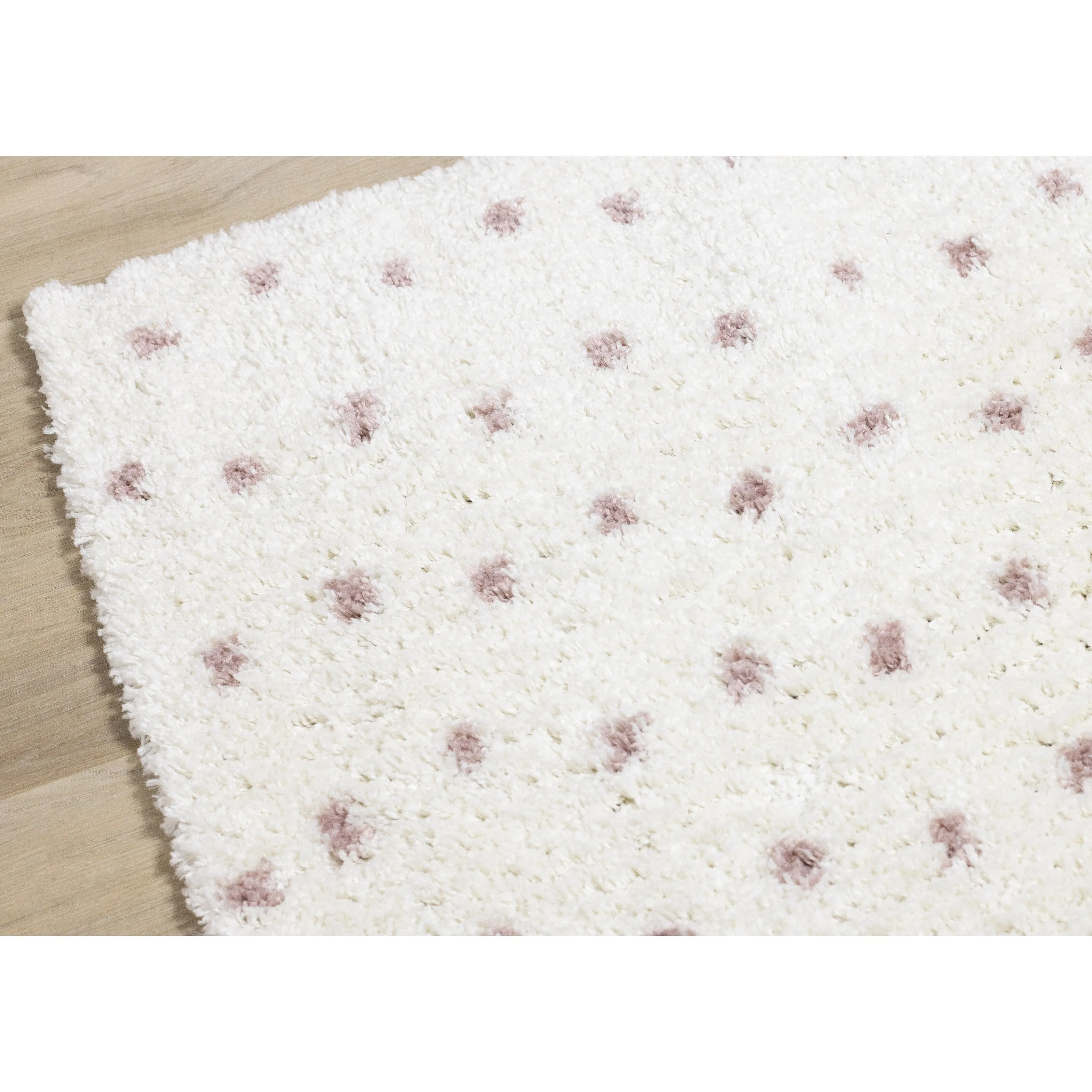 Taylor Collection - Cream Pink Dots Soft Area Rug