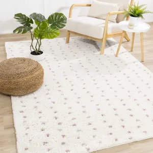 Taylor Collection - Cream Pink Dots Soft Area Rug