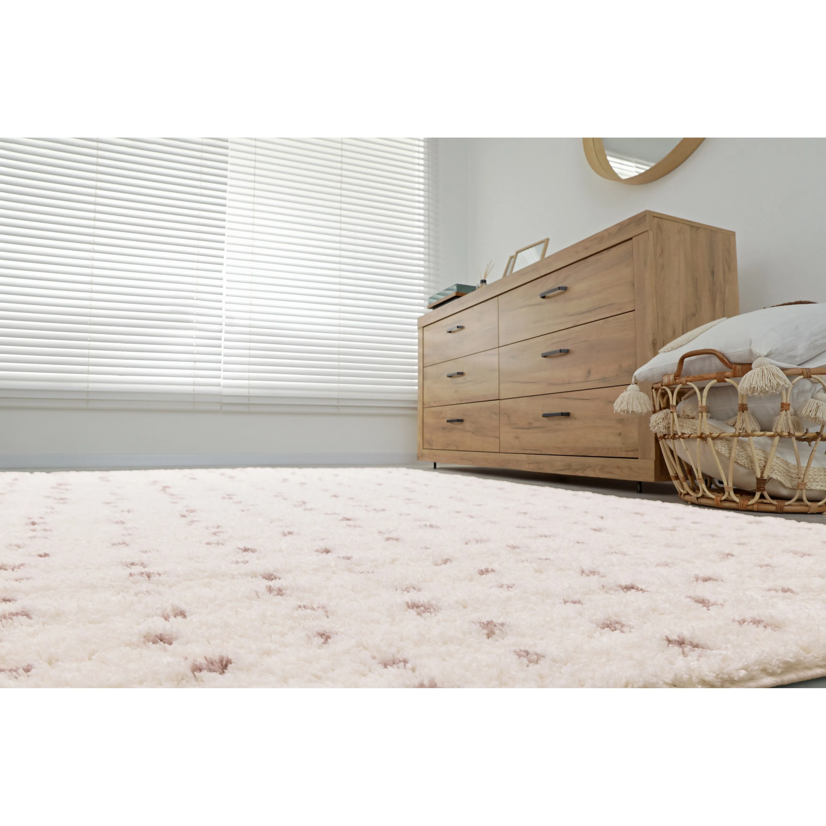 Taylor Collection - Cream Pink Dots Soft Area Rug