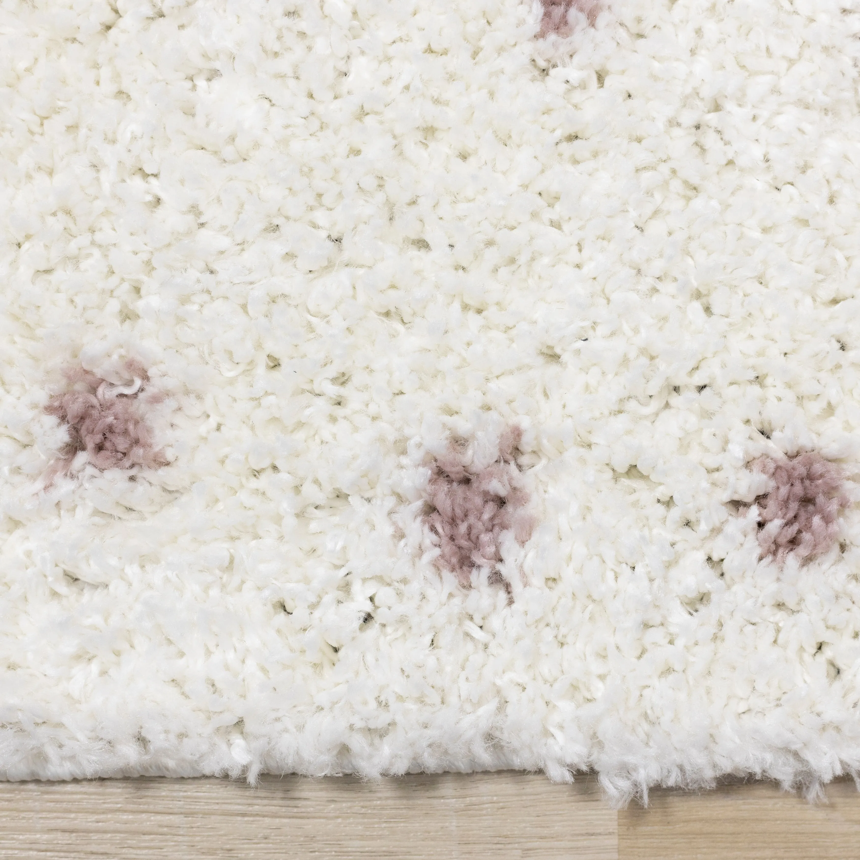 Taylor Collection - Cream Pink Dots Soft Area Rug