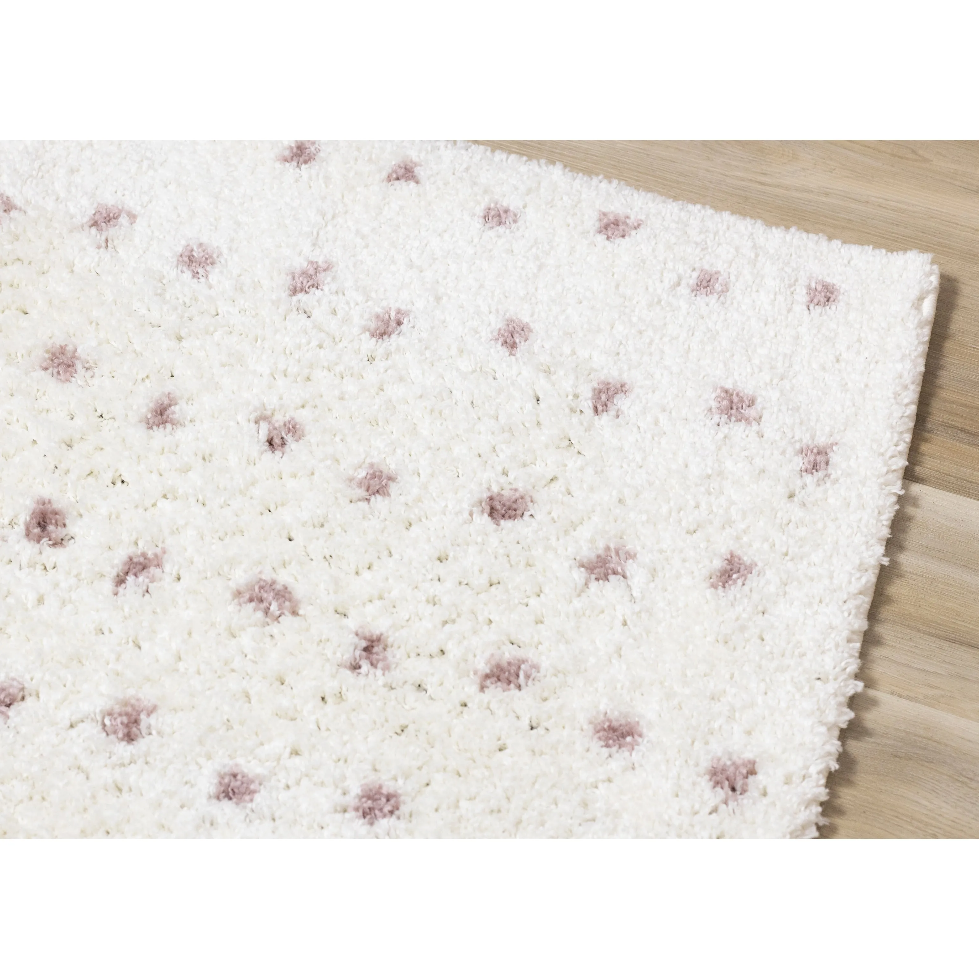 Taylor Collection - Cream Pink Dots Soft Area Rug