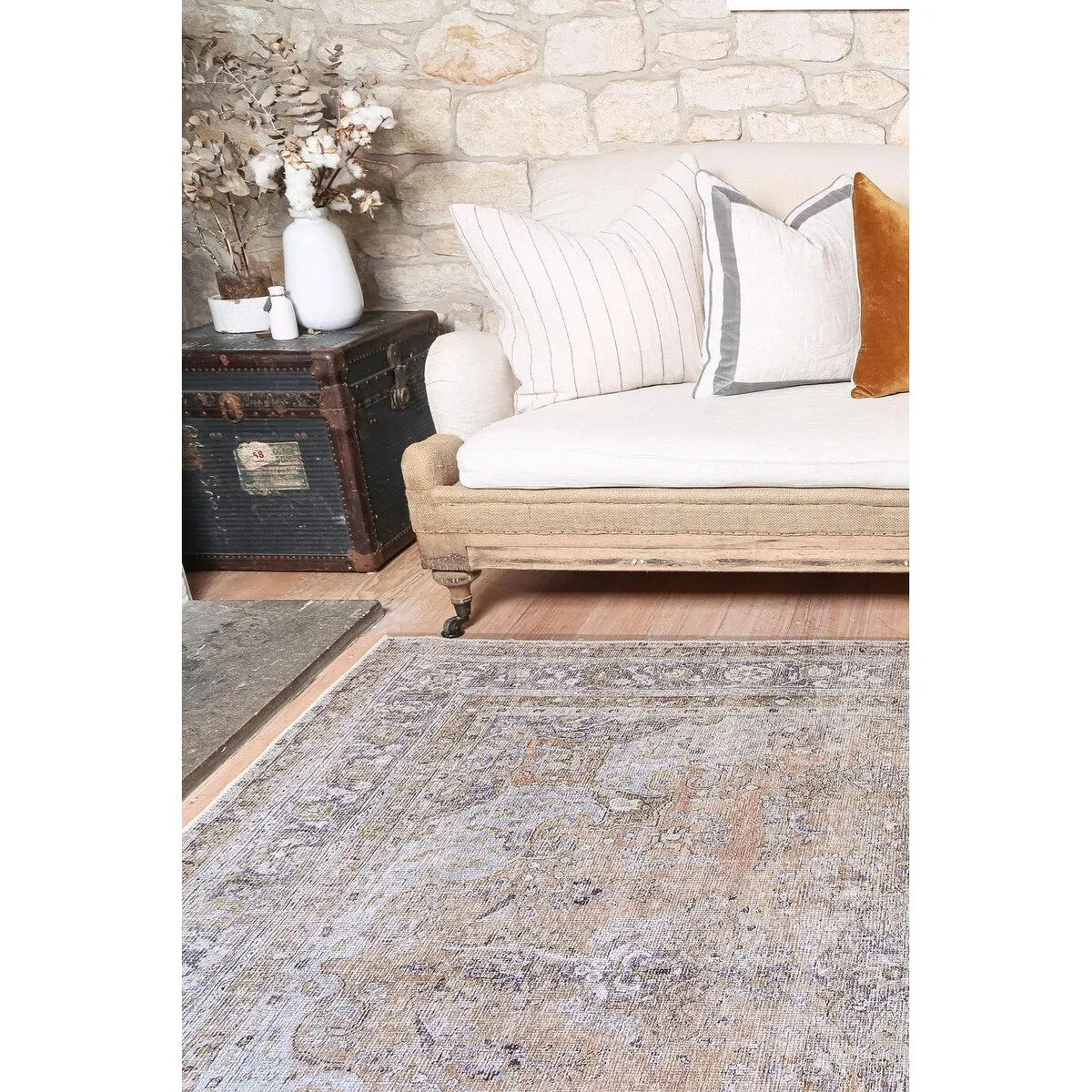 The Rug Collective Distressed Vintage Oxus Desert Machine Washable Area Rug