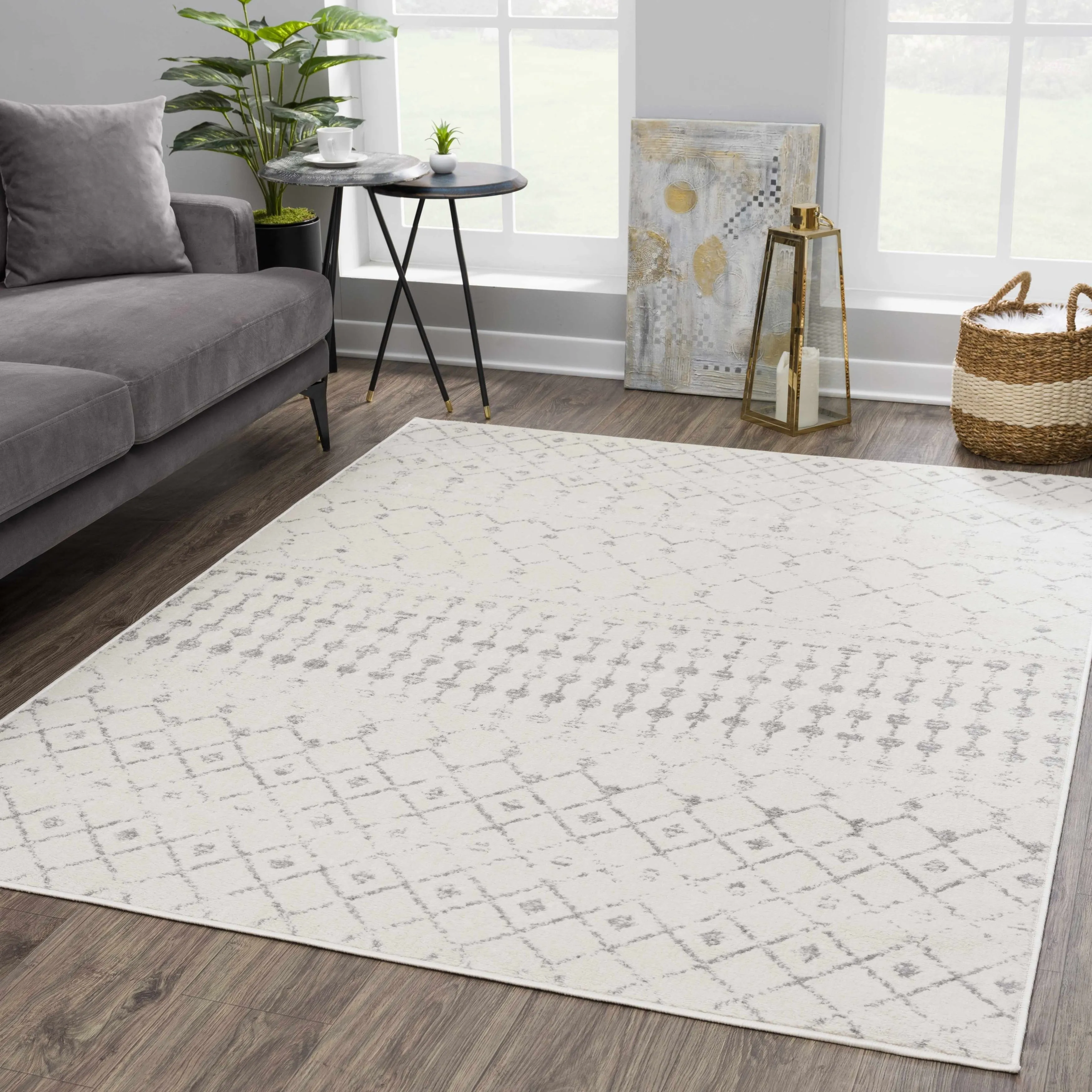 Tigris Tanu Moroccan Trellis Farmhouse Boho Area Rug