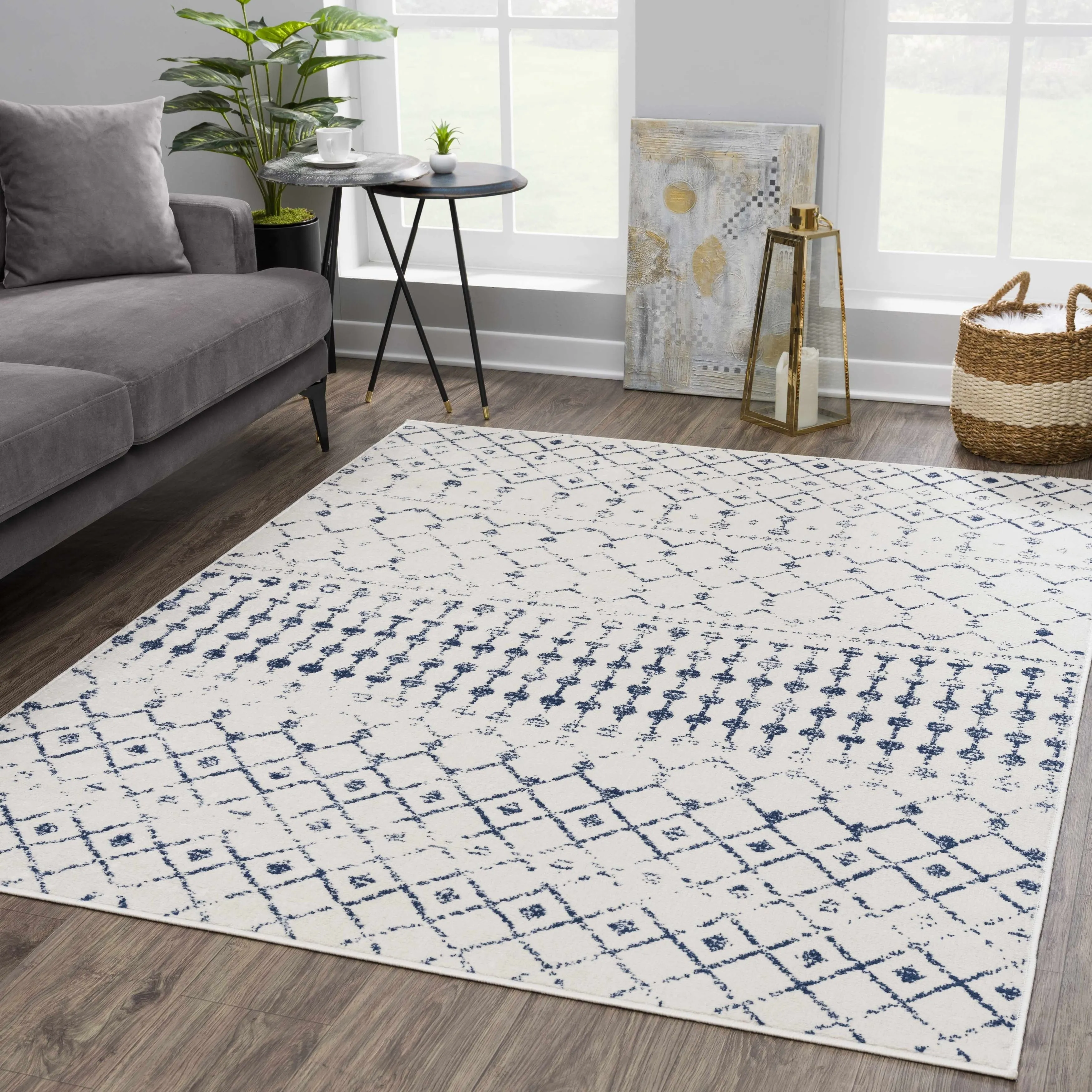 Tigris Tanu Moroccan Trellis Farmhouse Boho Area Rug