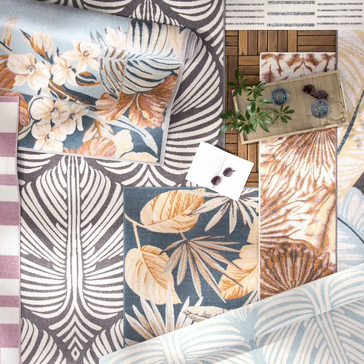 TOMMY BAHAMA Poolside Offset Stripe Indoor Outdoor Area Rug. Stripe Modern Design. UV Fade Resistant