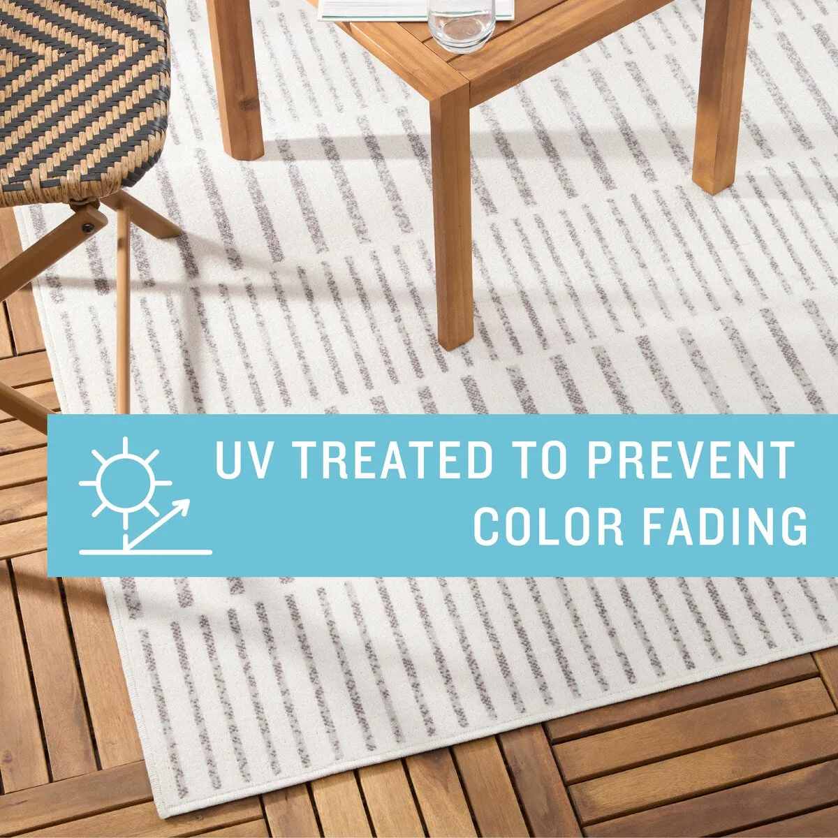 TOMMY BAHAMA Poolside Offset Stripe Indoor Outdoor Area Rug. Stripe Modern Design. UV Fade Resistant