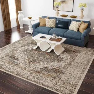 Traditional Cream/Beige Oriental Area Rug
