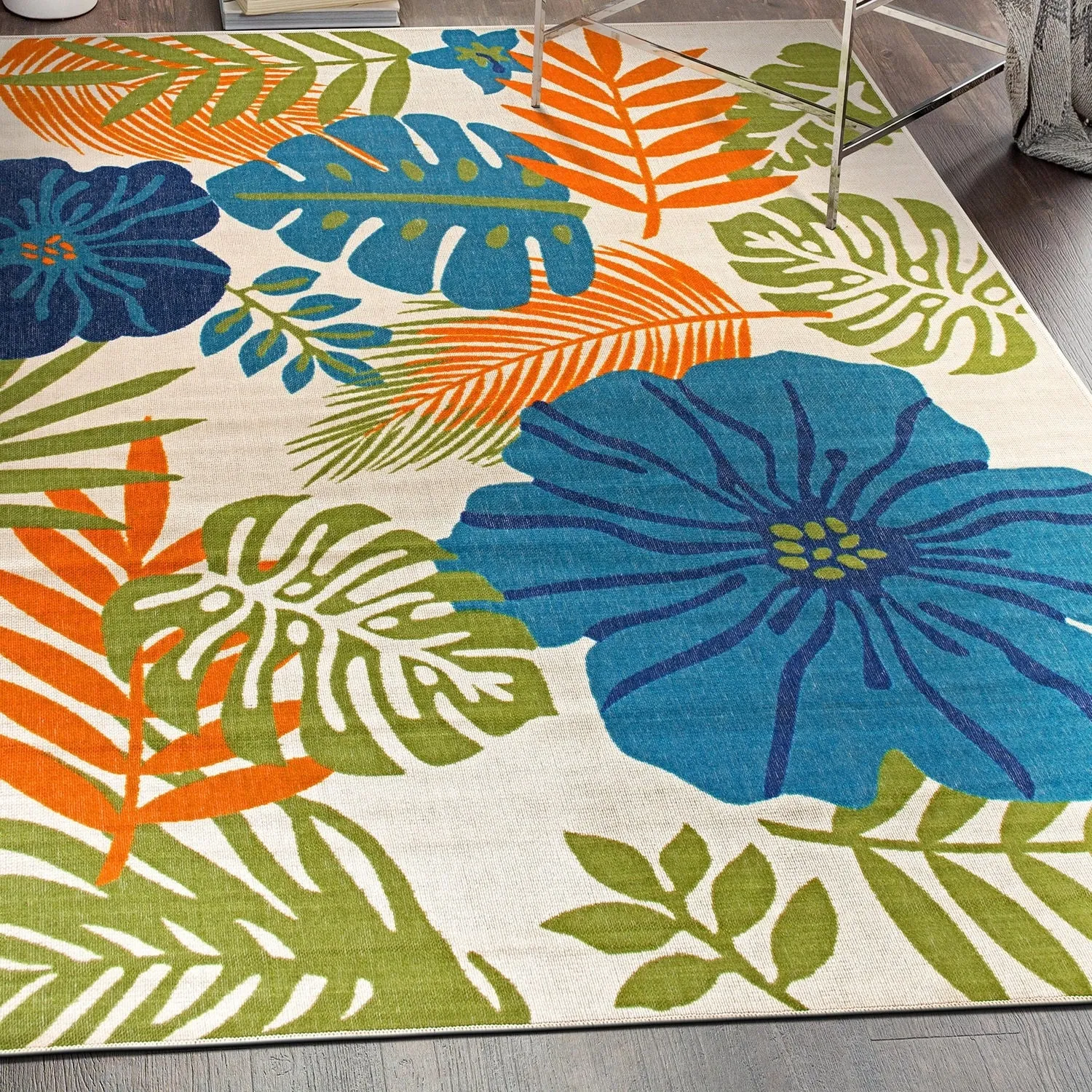 Tropical Floral Leaves Indoor/Outdoor Area Rug