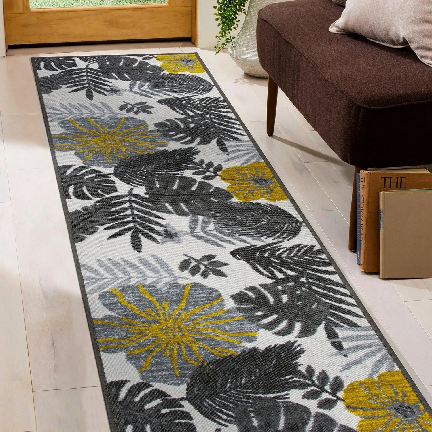 Tropical Floral Leaves Indoor/Outdoor Area Rug