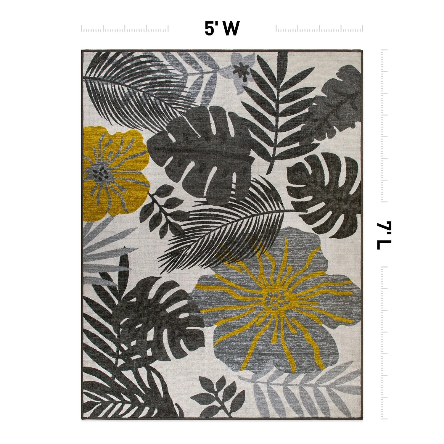Tropical Floral Leaves Indoor/Outdoor Area Rug