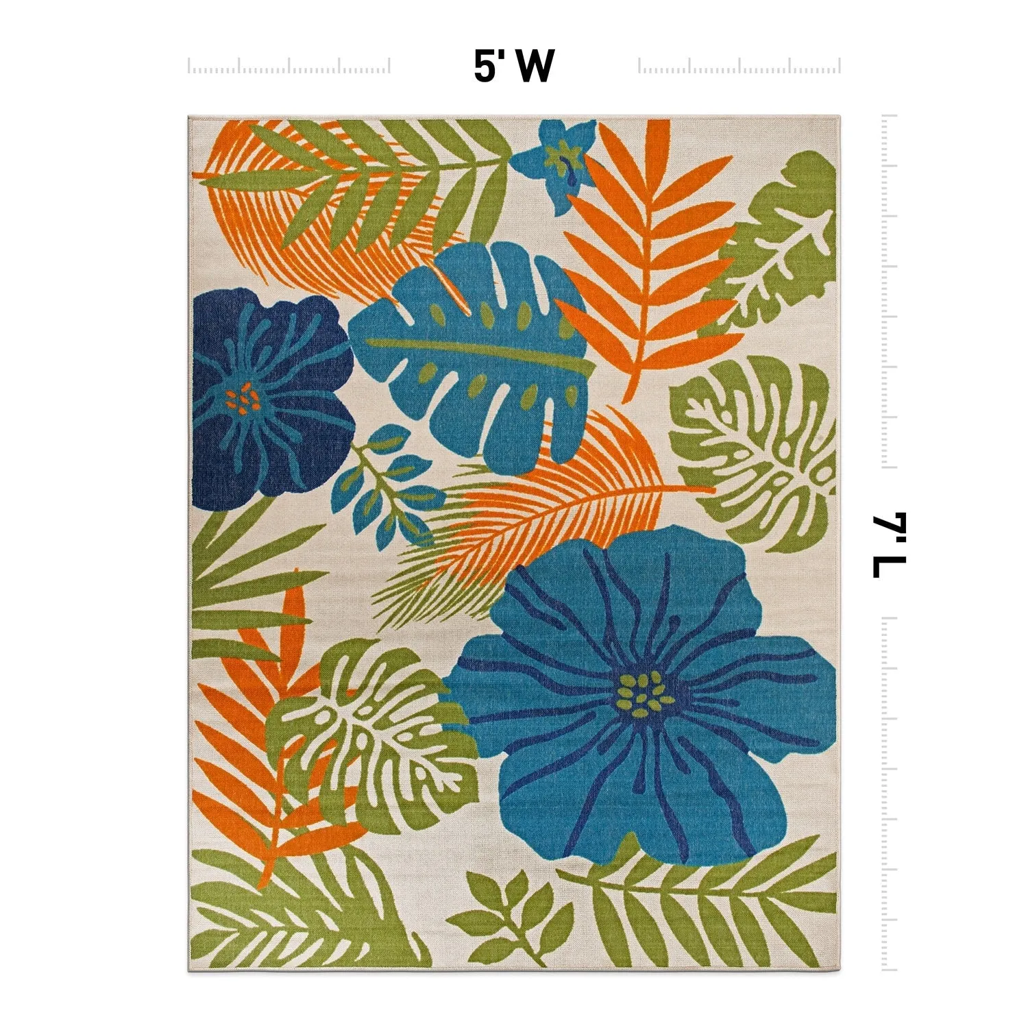 Tropical Floral Leaves Indoor/Outdoor Area Rug