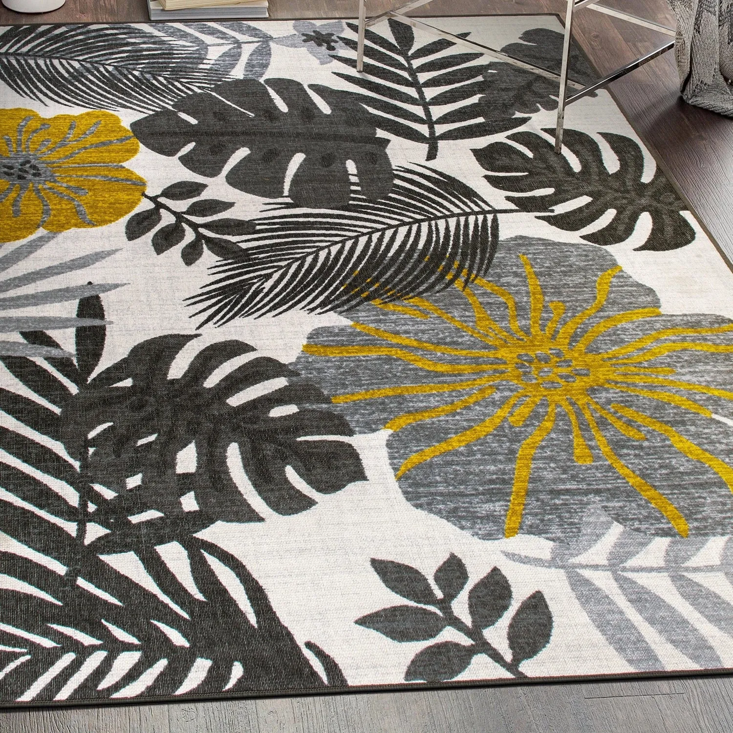 Tropical Floral Leaves Indoor/Outdoor Area Rug
