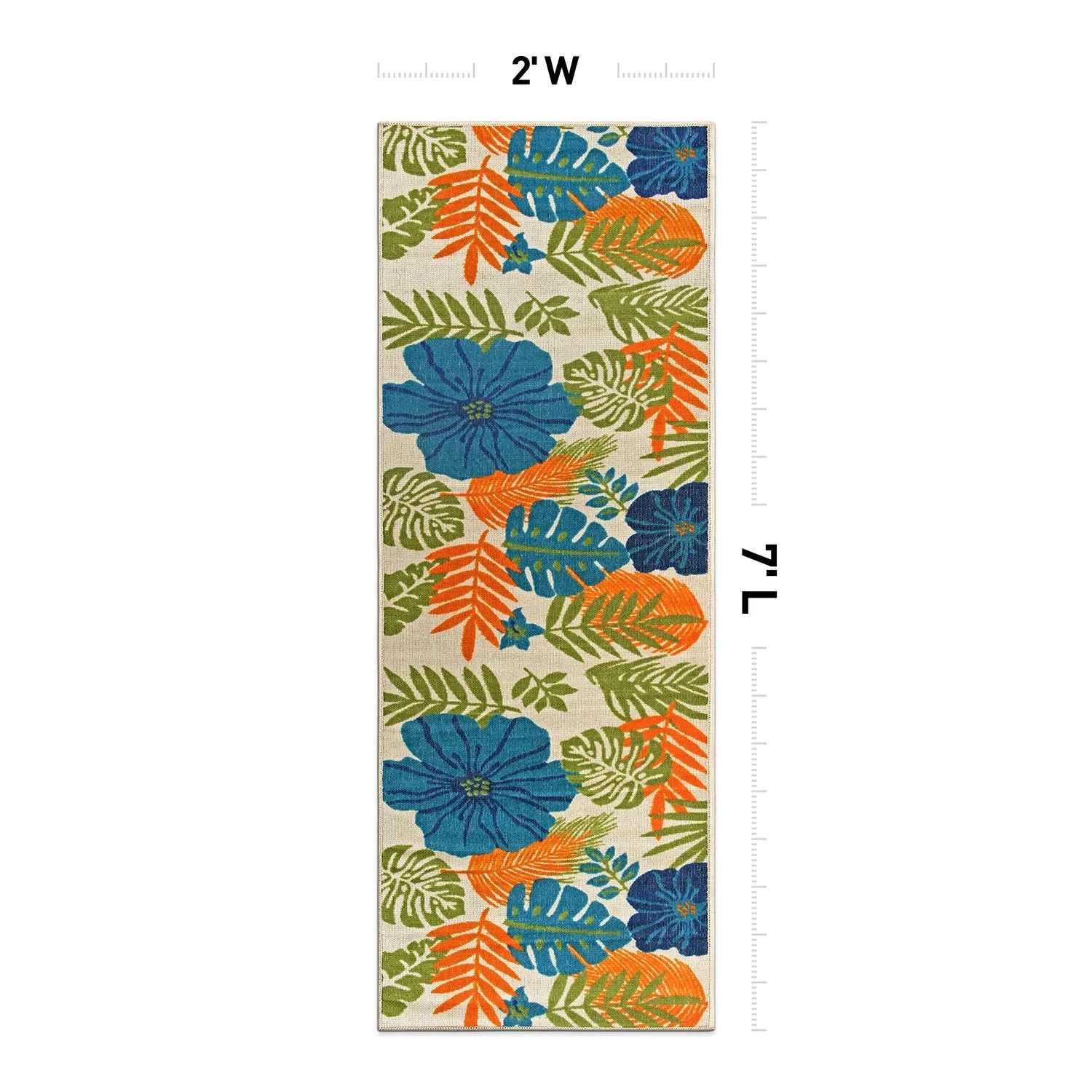 Tropical Floral Leaves Indoor/Outdoor Area Rug
