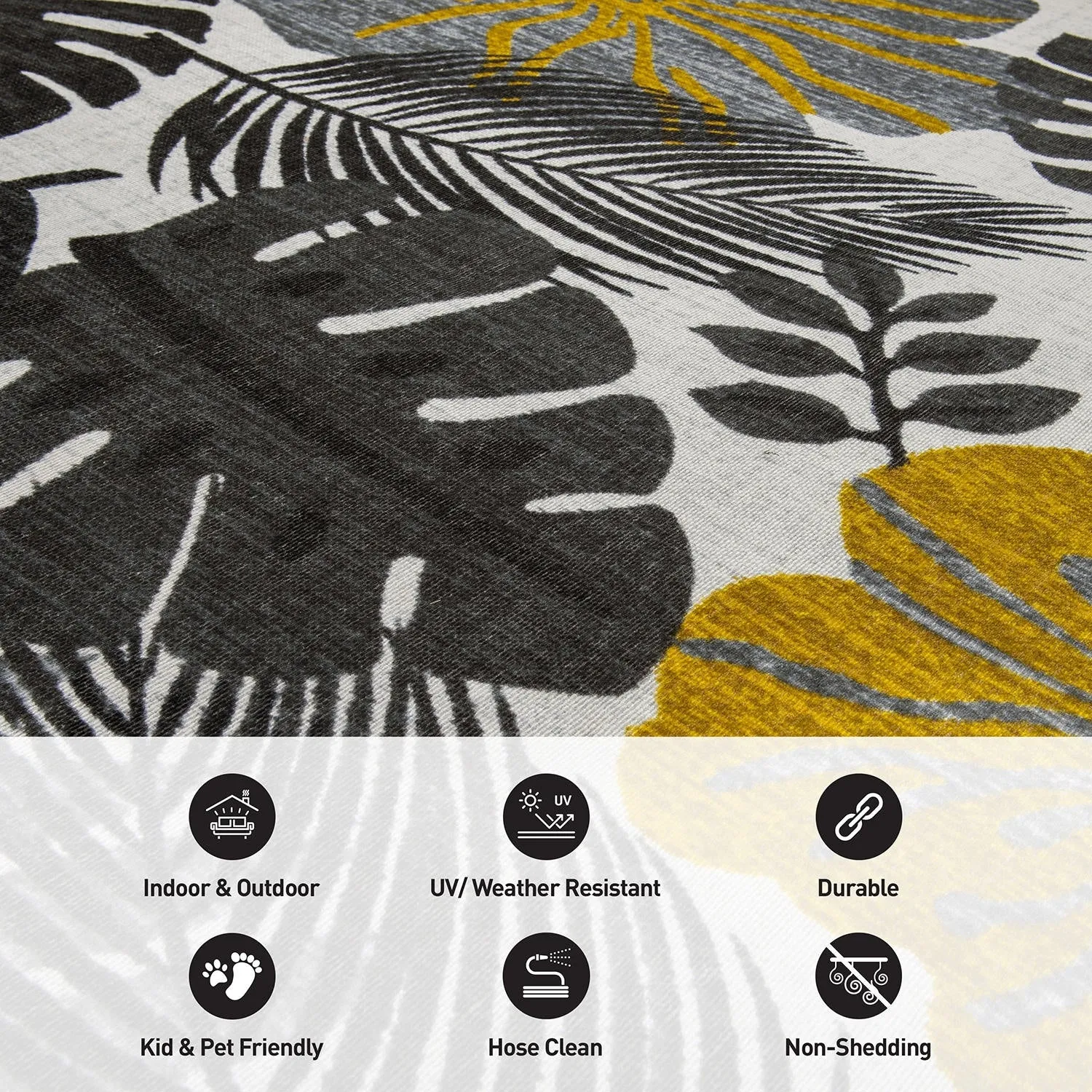 Tropical Floral Leaves Indoor/Outdoor Area Rug