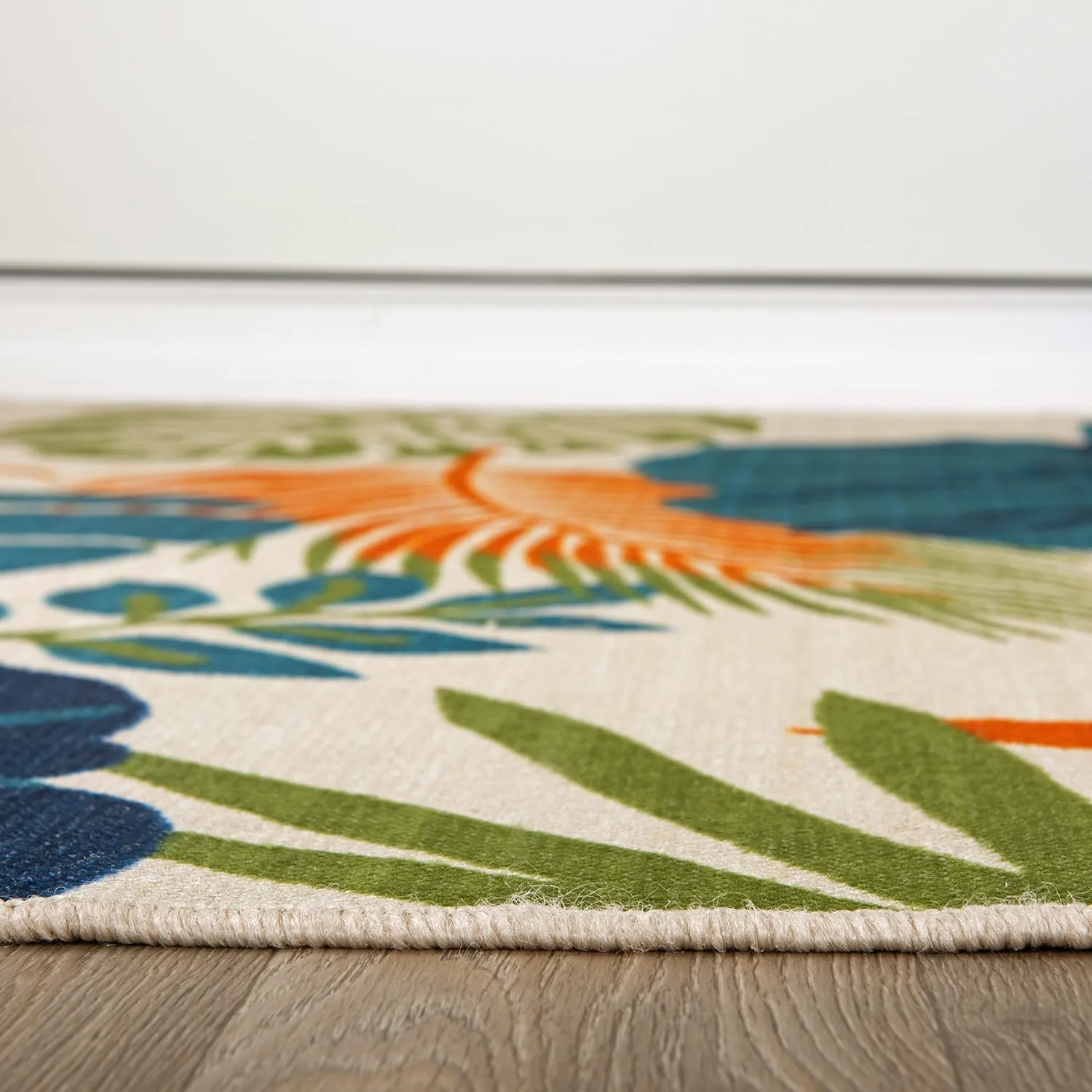 Tropical Floral Leaves Indoor/Outdoor Area Rug