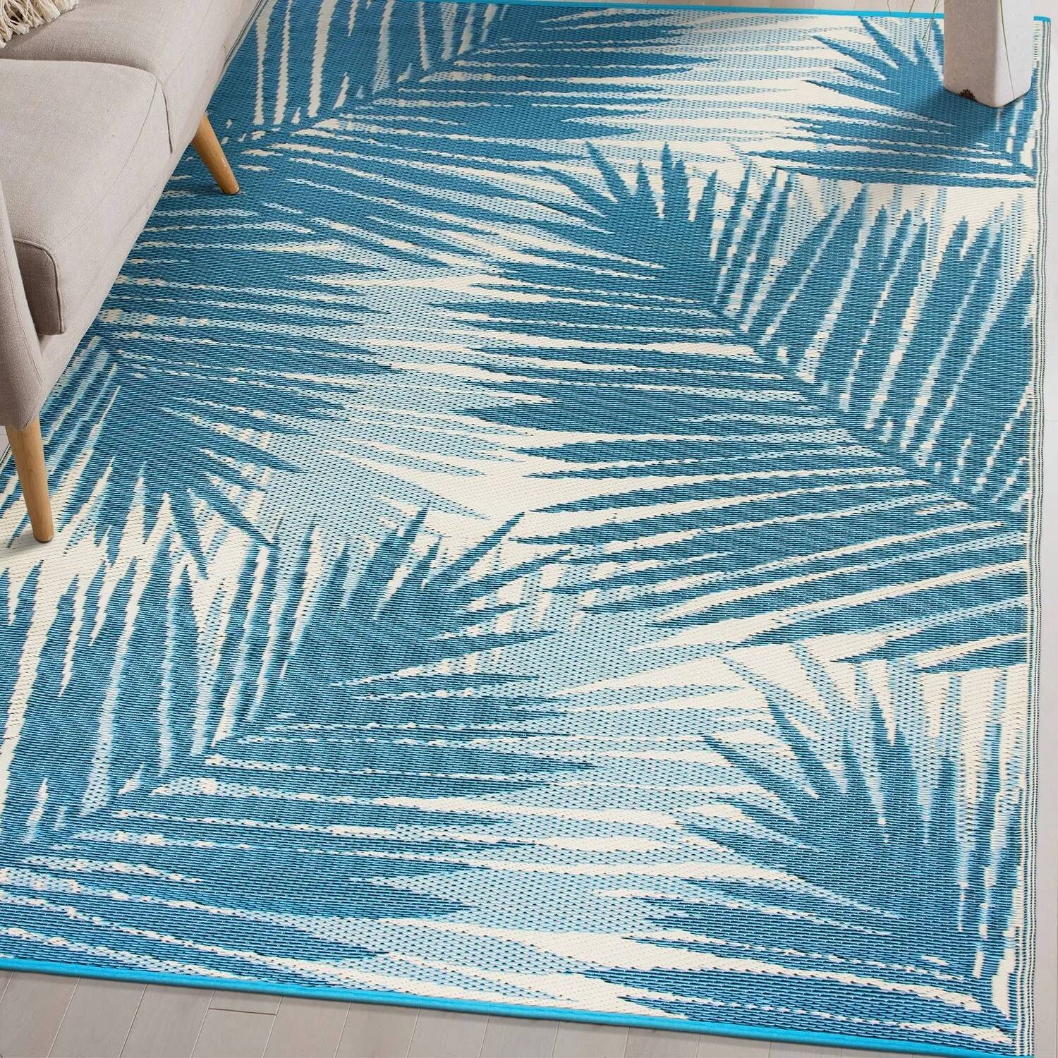 Tropical Floral Reversible Plastic Outdoor Rugs