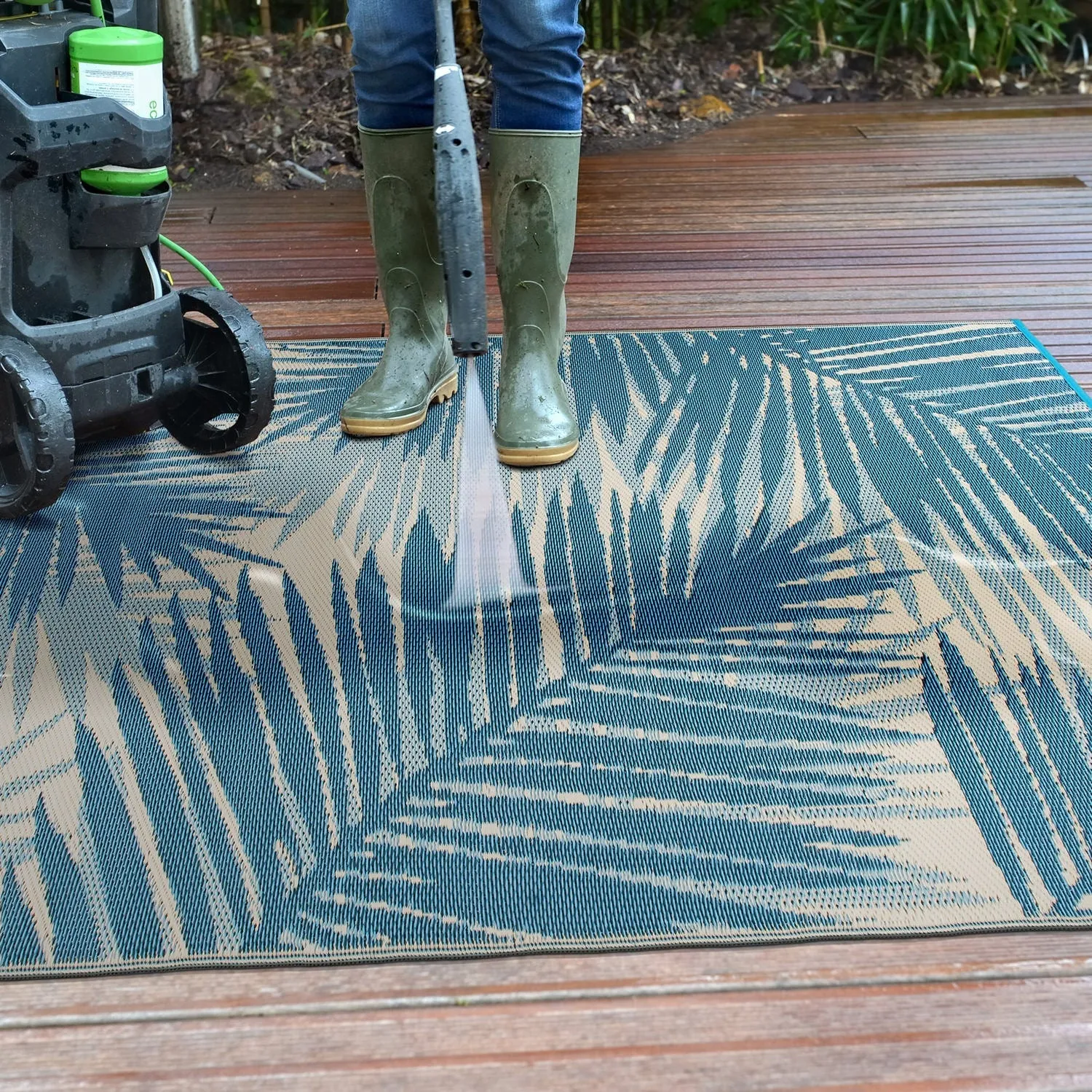 Tropical Floral Reversible Plastic Outdoor Rugs