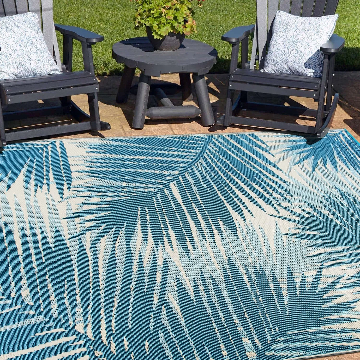 Tropical Floral Reversible Plastic Outdoor Rugs