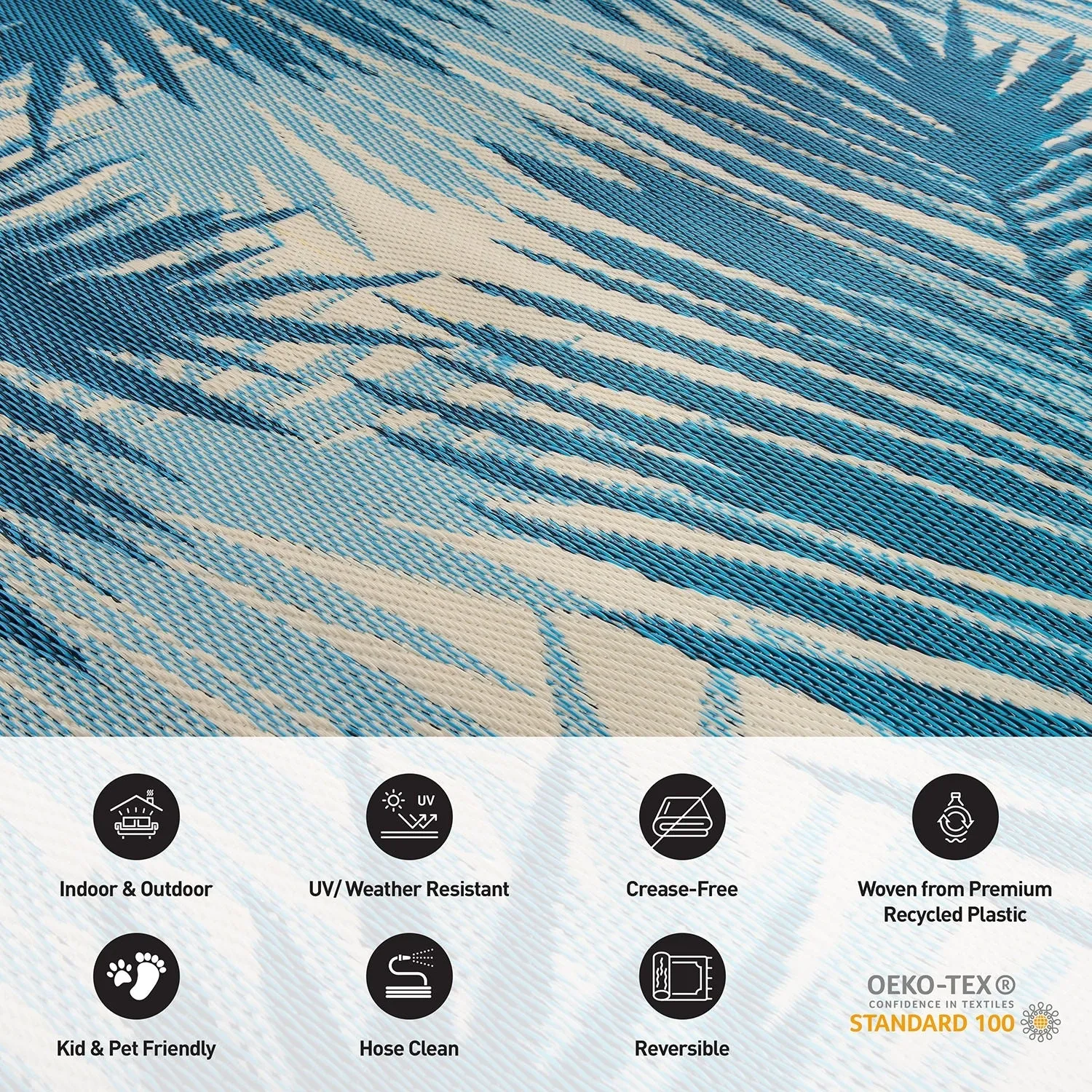 Tropical Floral Reversible Plastic Outdoor Rugs