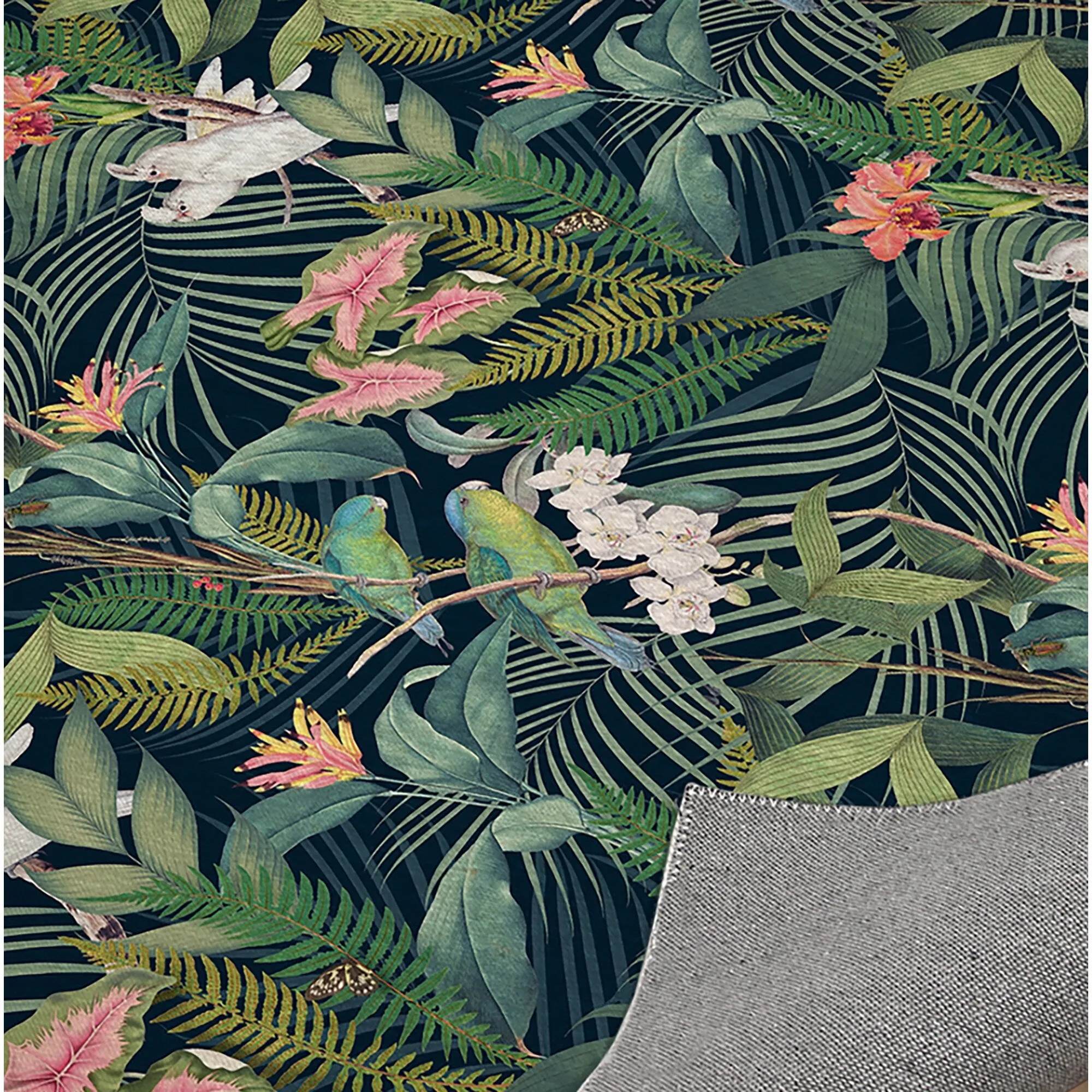 TROPICAL JUNGLE NAVY Kitchen Mat By Kavka Designs