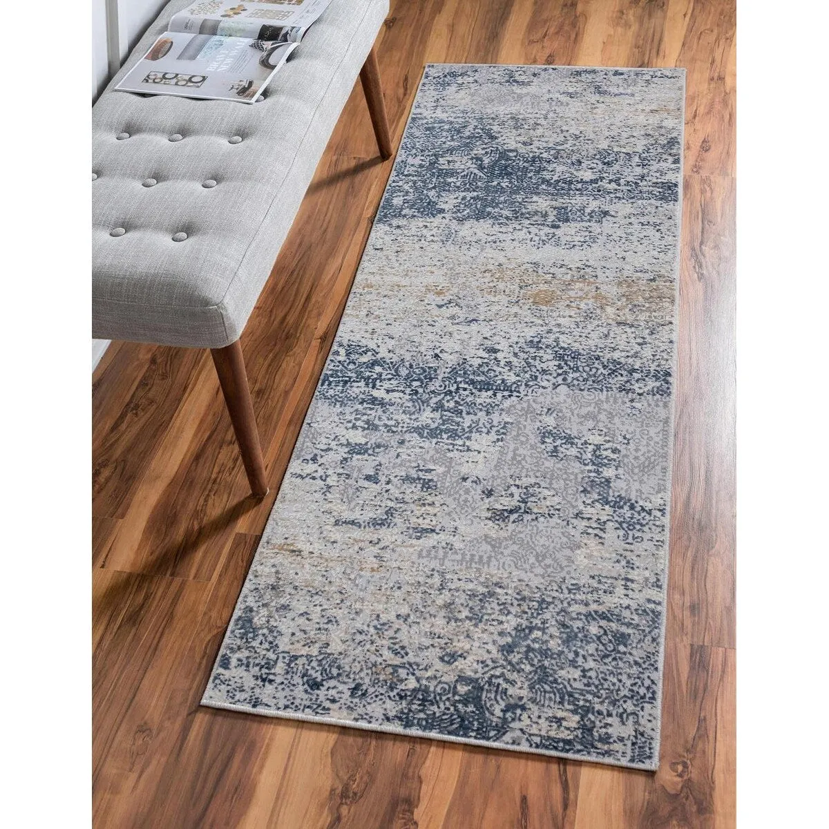 Vintage Evoke Blue Grey Distressed Rug