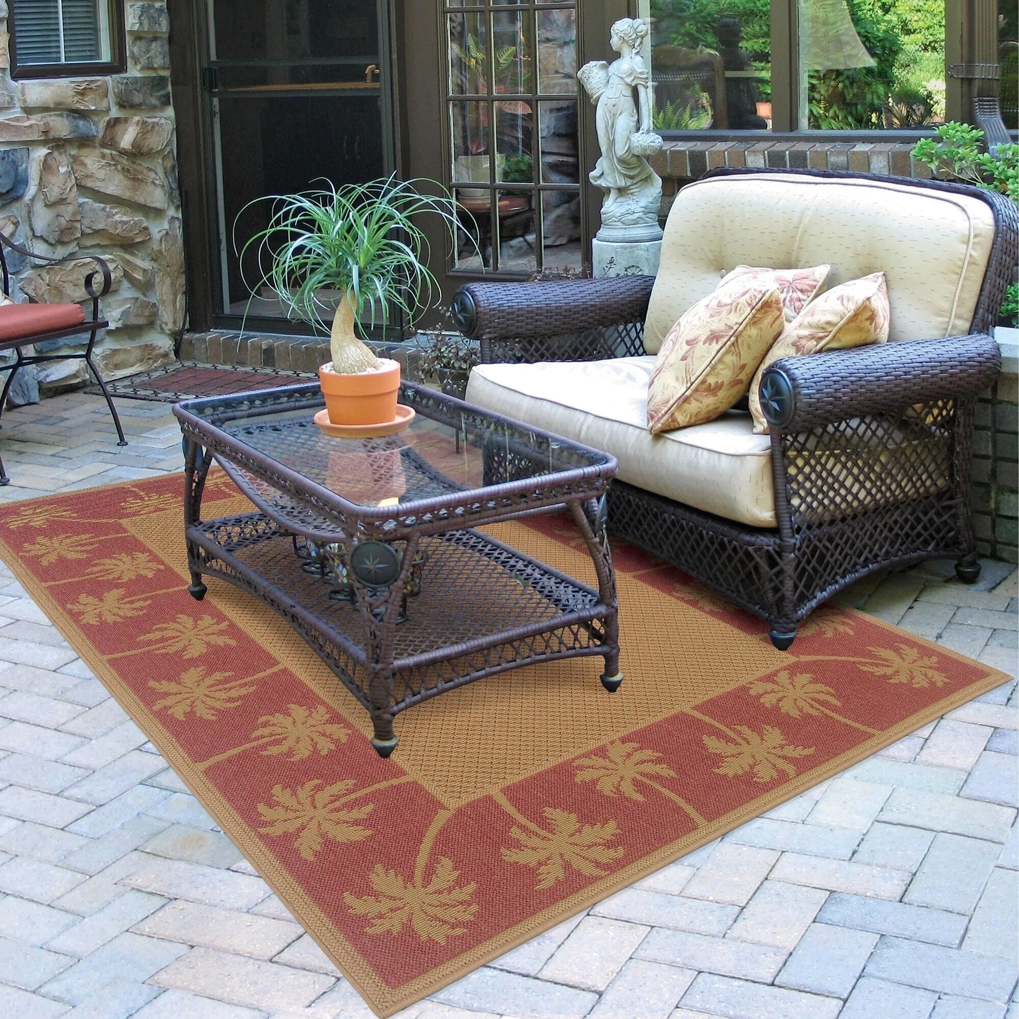 Vista Home Laguna Palm Borders Indoor/ Outdoor Area Rug