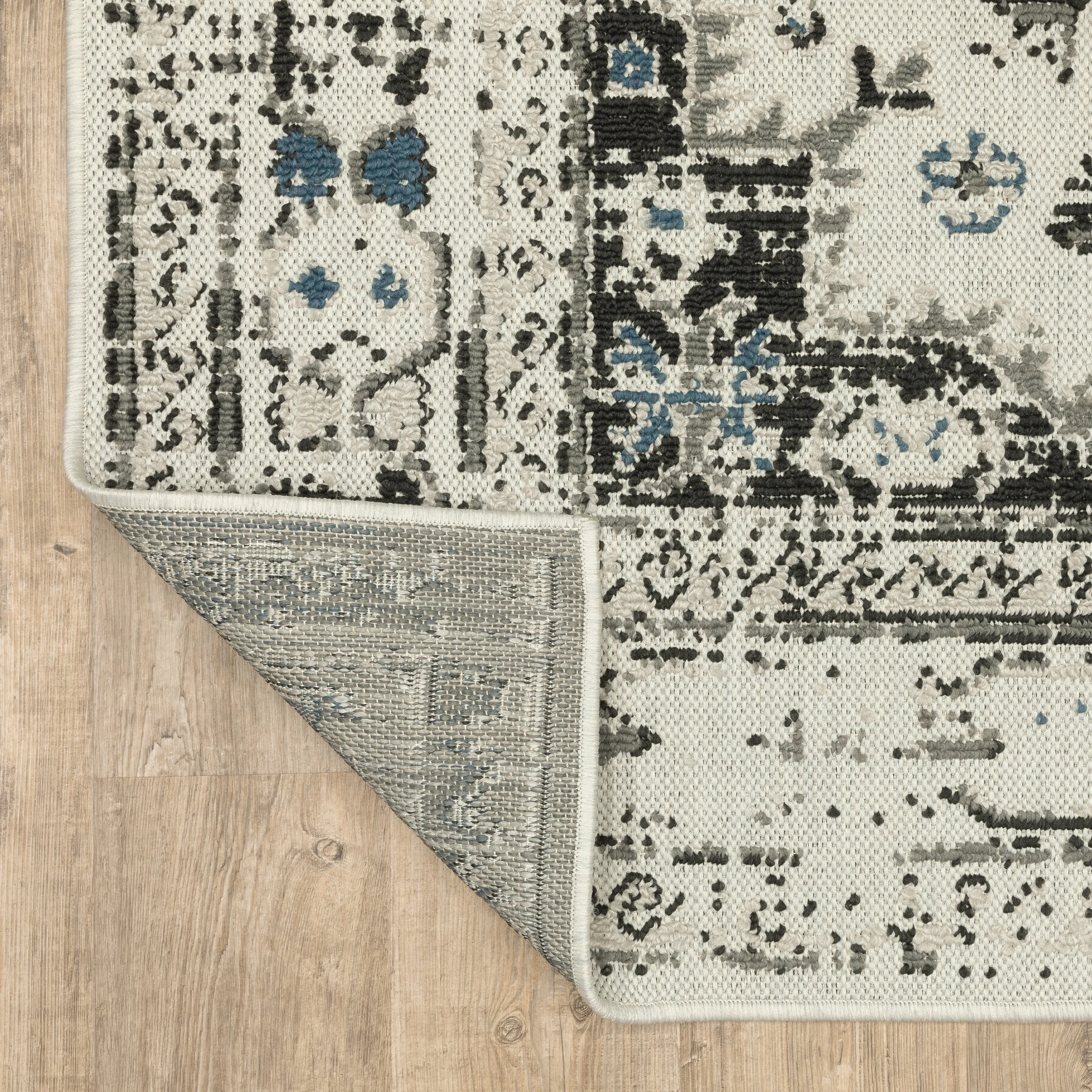 Vista Home Talcot Vintage Traditional Grey/ Teal Indoor-Outdoor Area Rug