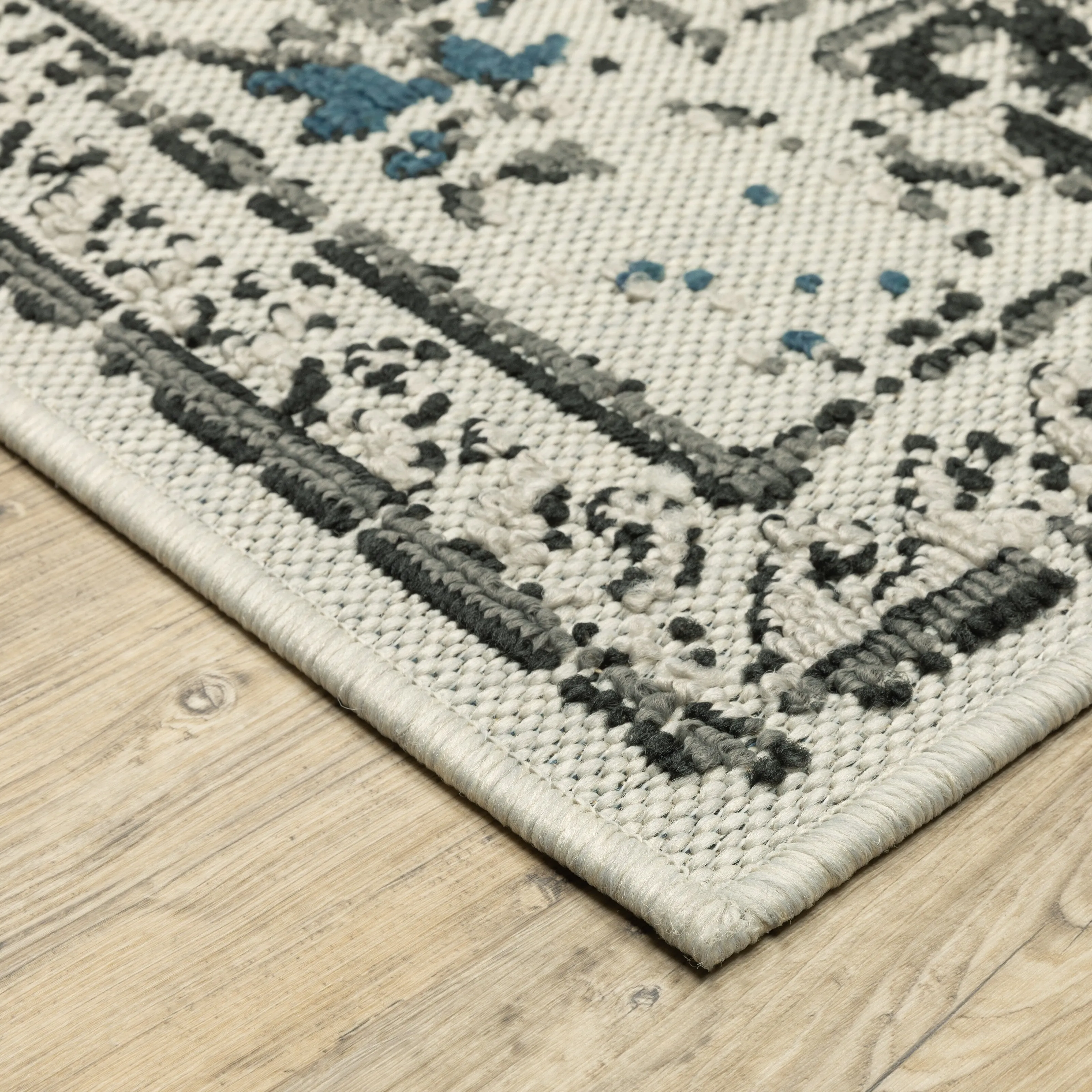 Vista Home Talcot Vintage Traditional Grey/ Teal Indoor-Outdoor Area Rug