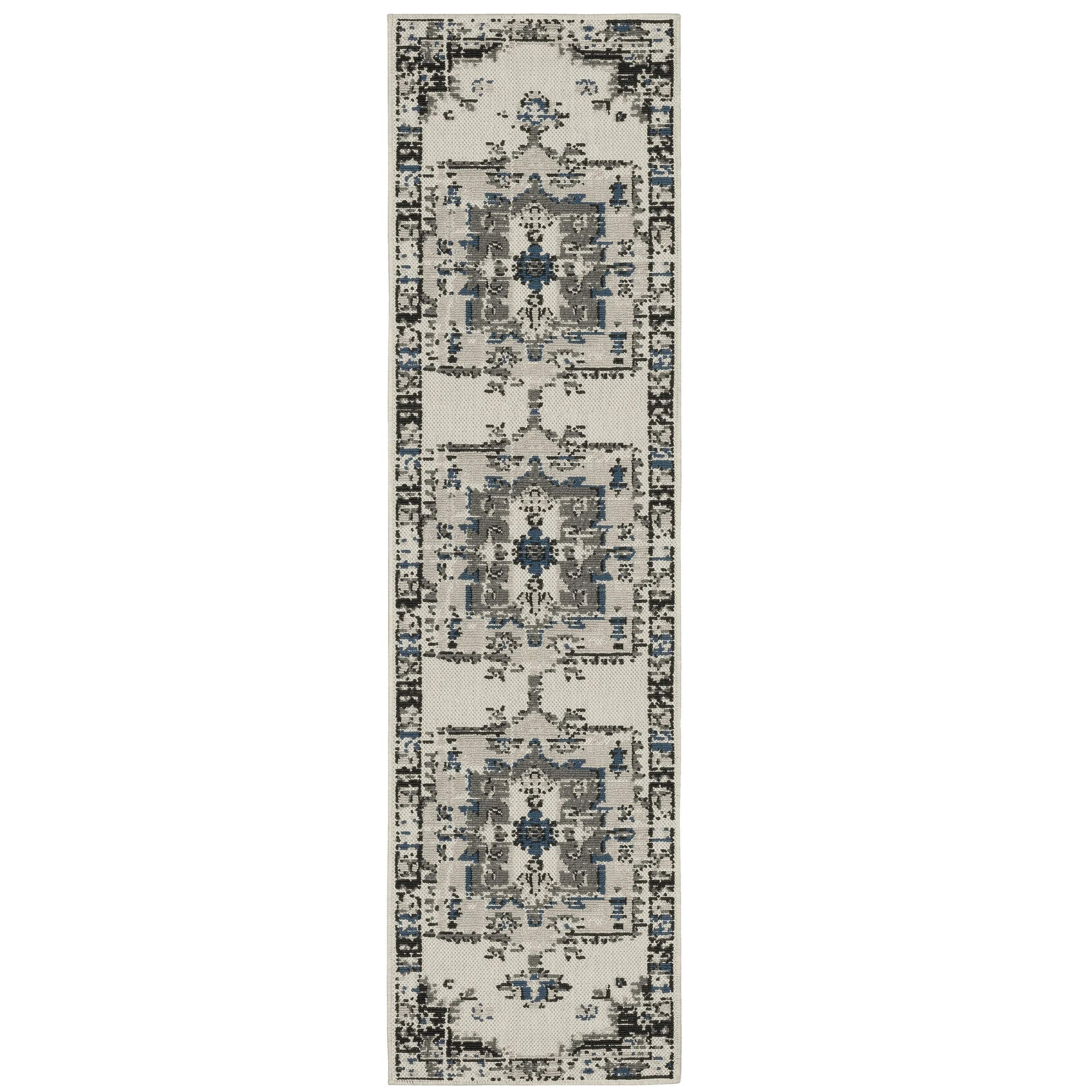 Vista Home Talcot Vintage Traditional Grey/ Teal Indoor-Outdoor Area Rug