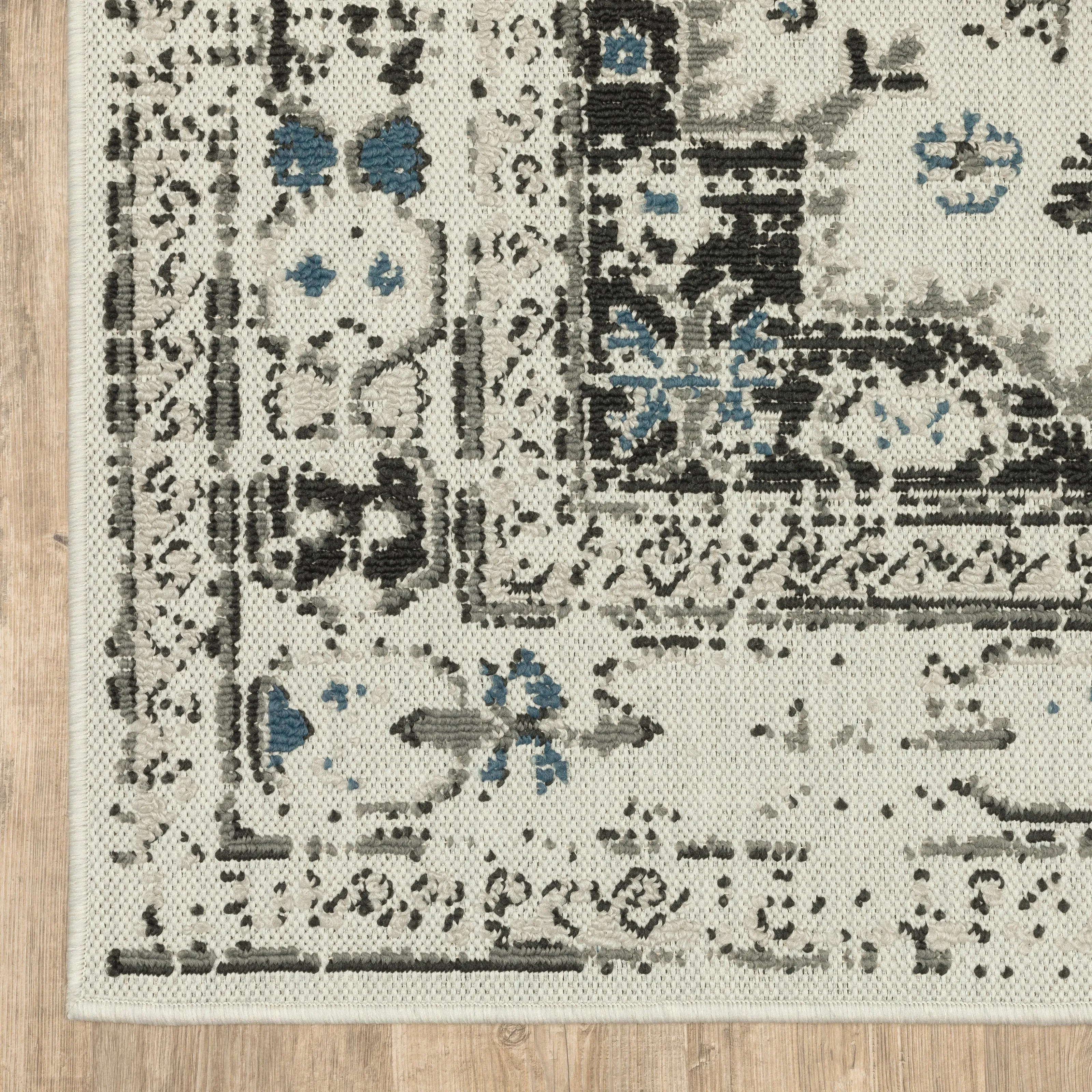 Vista Home Talcot Vintage Traditional Grey/ Teal Indoor-Outdoor Area Rug