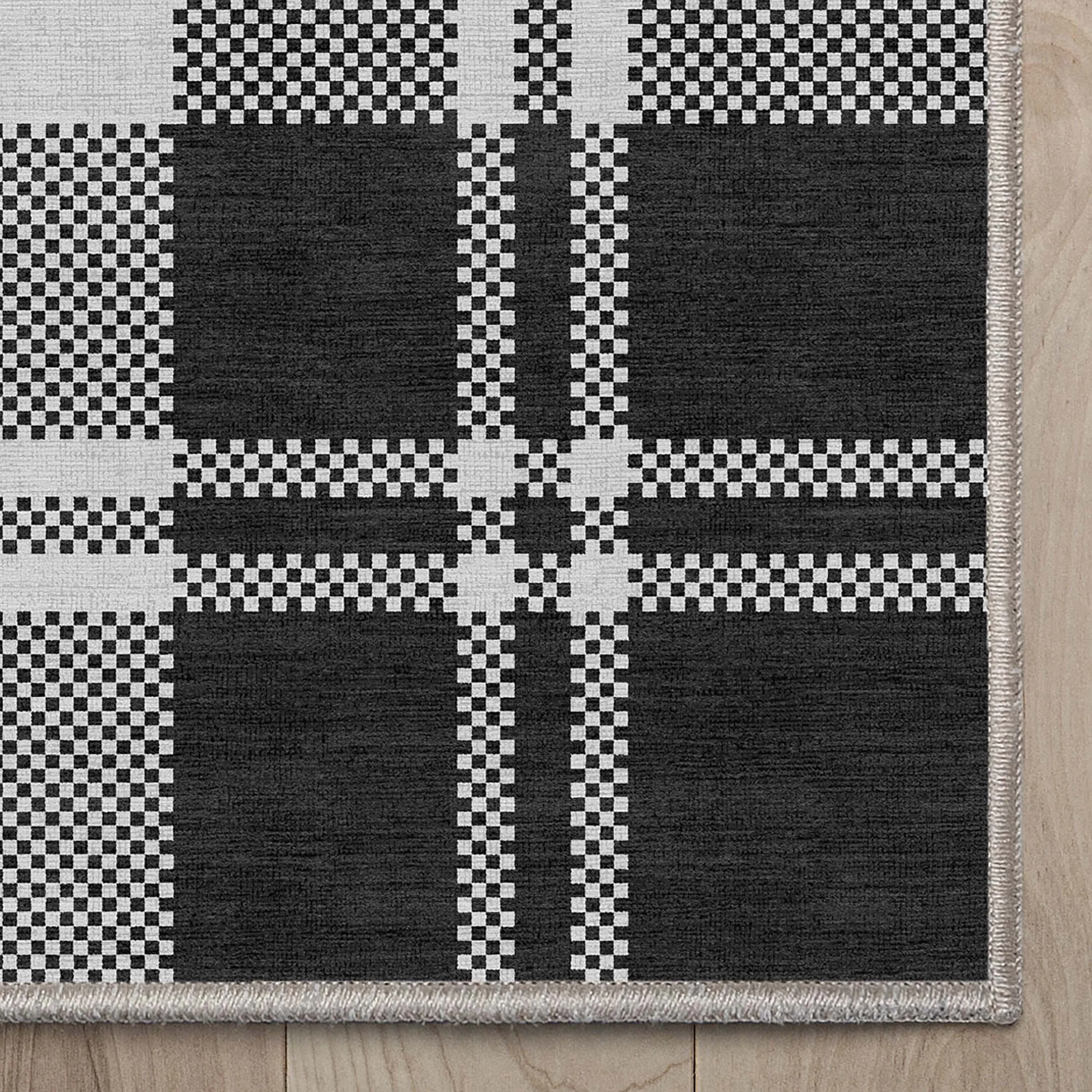 Well Woven Apollo Plaid Farmhouse Geometric FlatWeave Rug