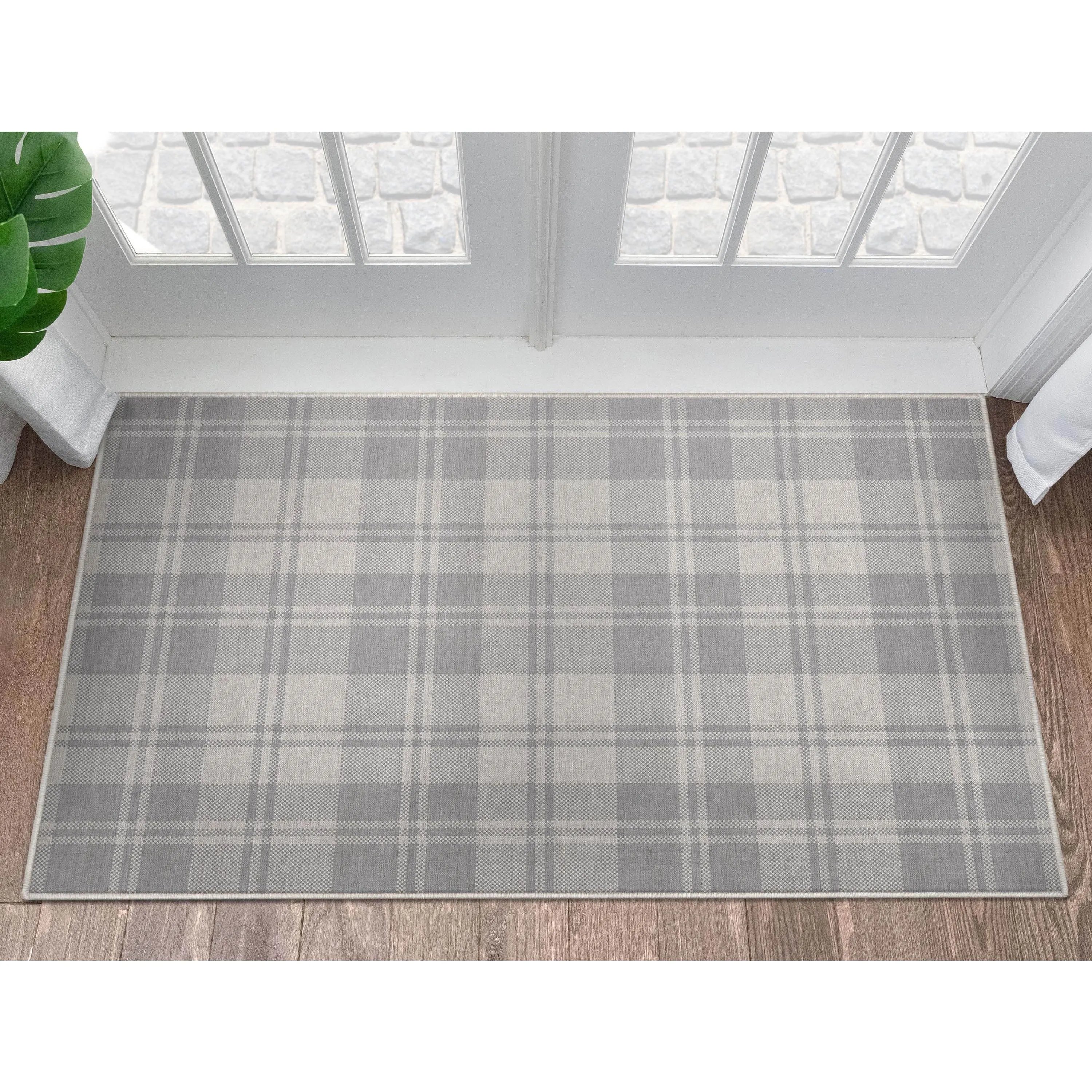 Well Woven Apollo Plaid Farmhouse Geometric FlatWeave Rug