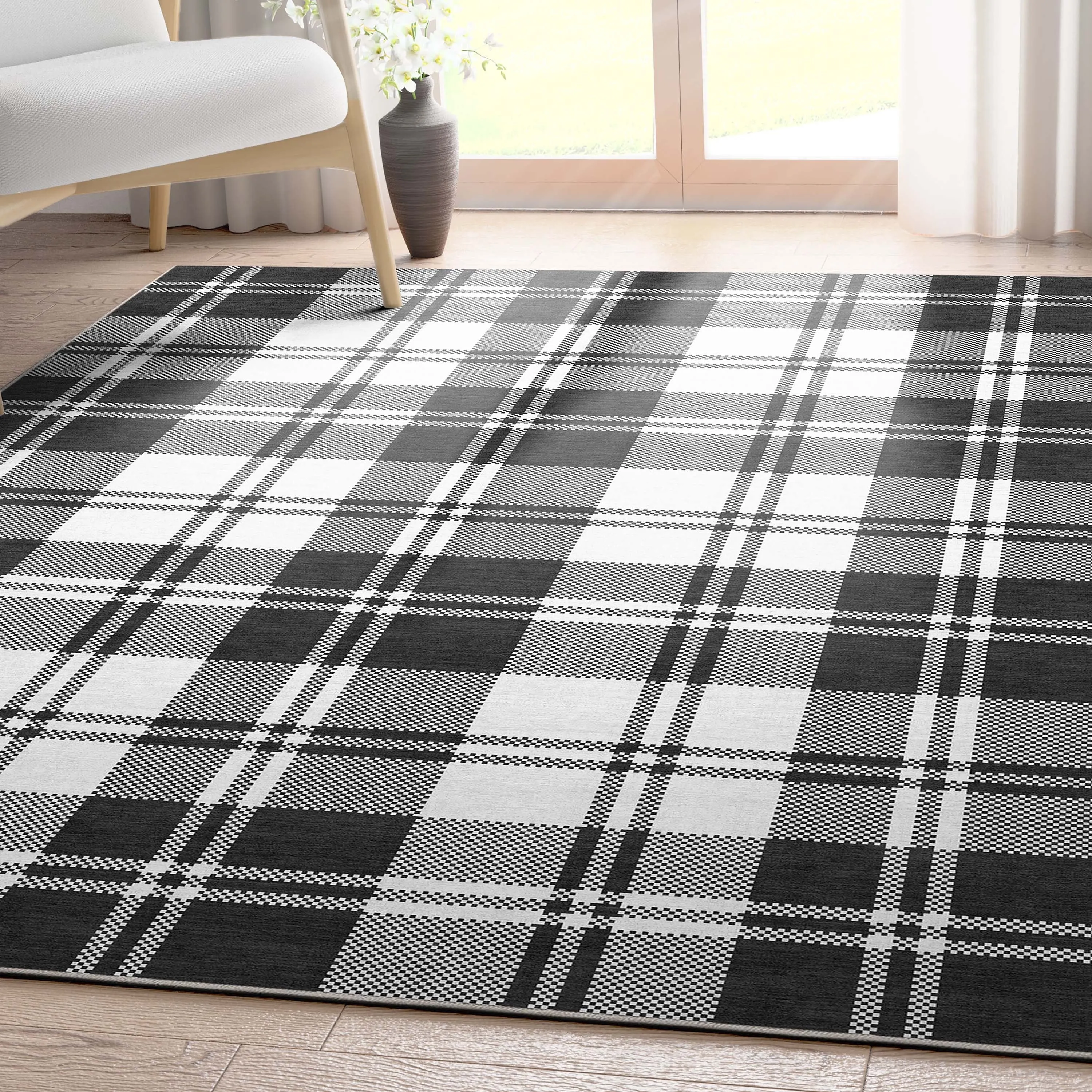 Well Woven Apollo Plaid Farmhouse Geometric FlatWeave Rug