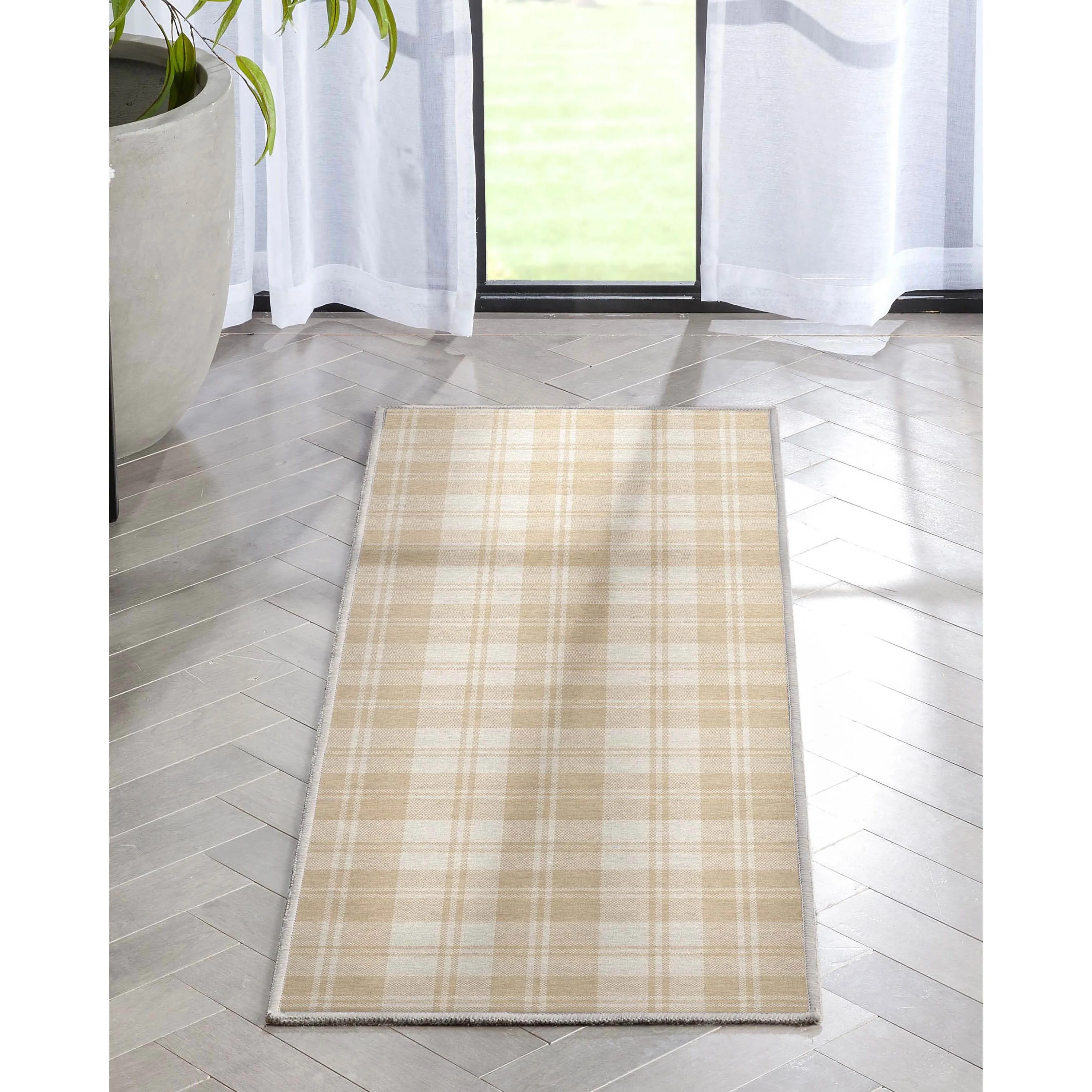 Well Woven Apollo Plaid Farmhouse Geometric FlatWeave Rug