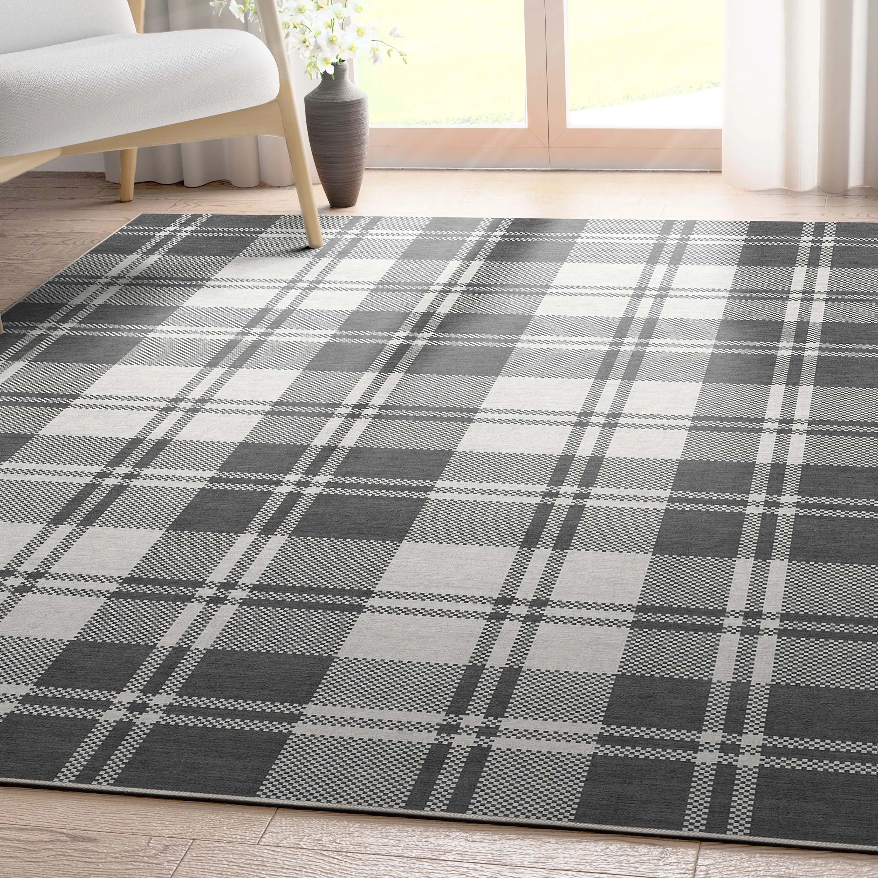 Well Woven Apollo Plaid Farmhouse Geometric FlatWeave Rug