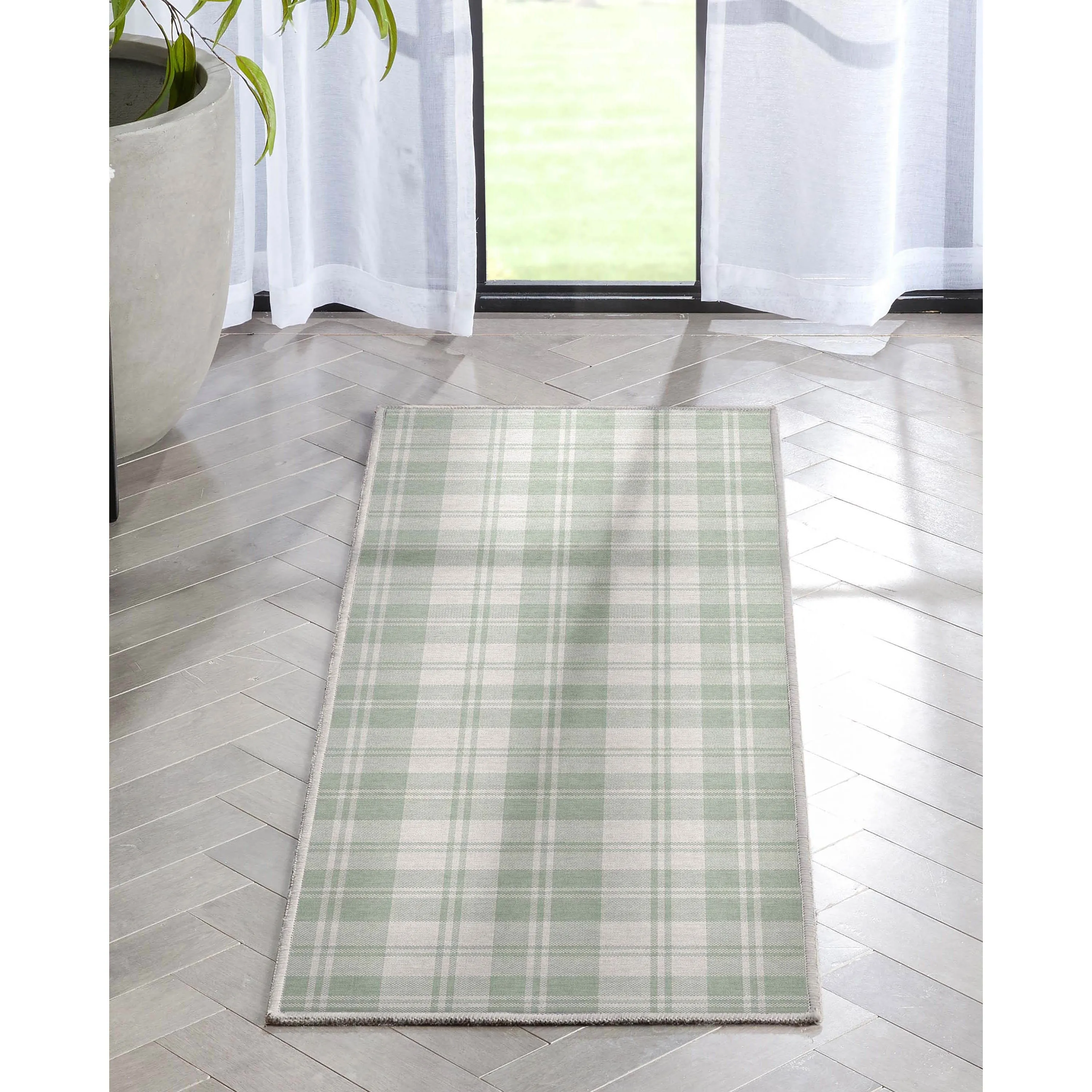 Well Woven Apollo Plaid Farmhouse Geometric FlatWeave Rug