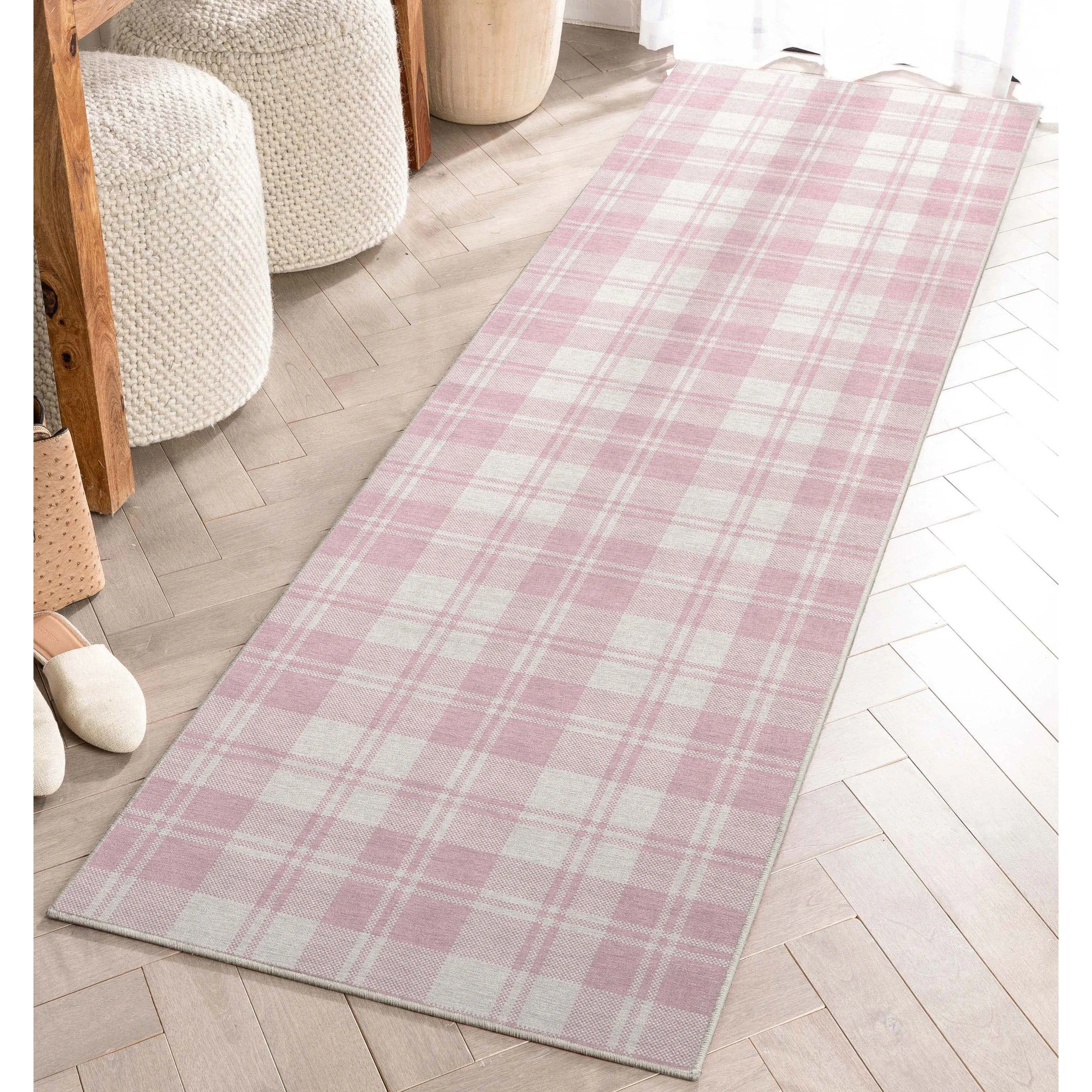 Well Woven Apollo Plaid Farmhouse Geometric FlatWeave Rug