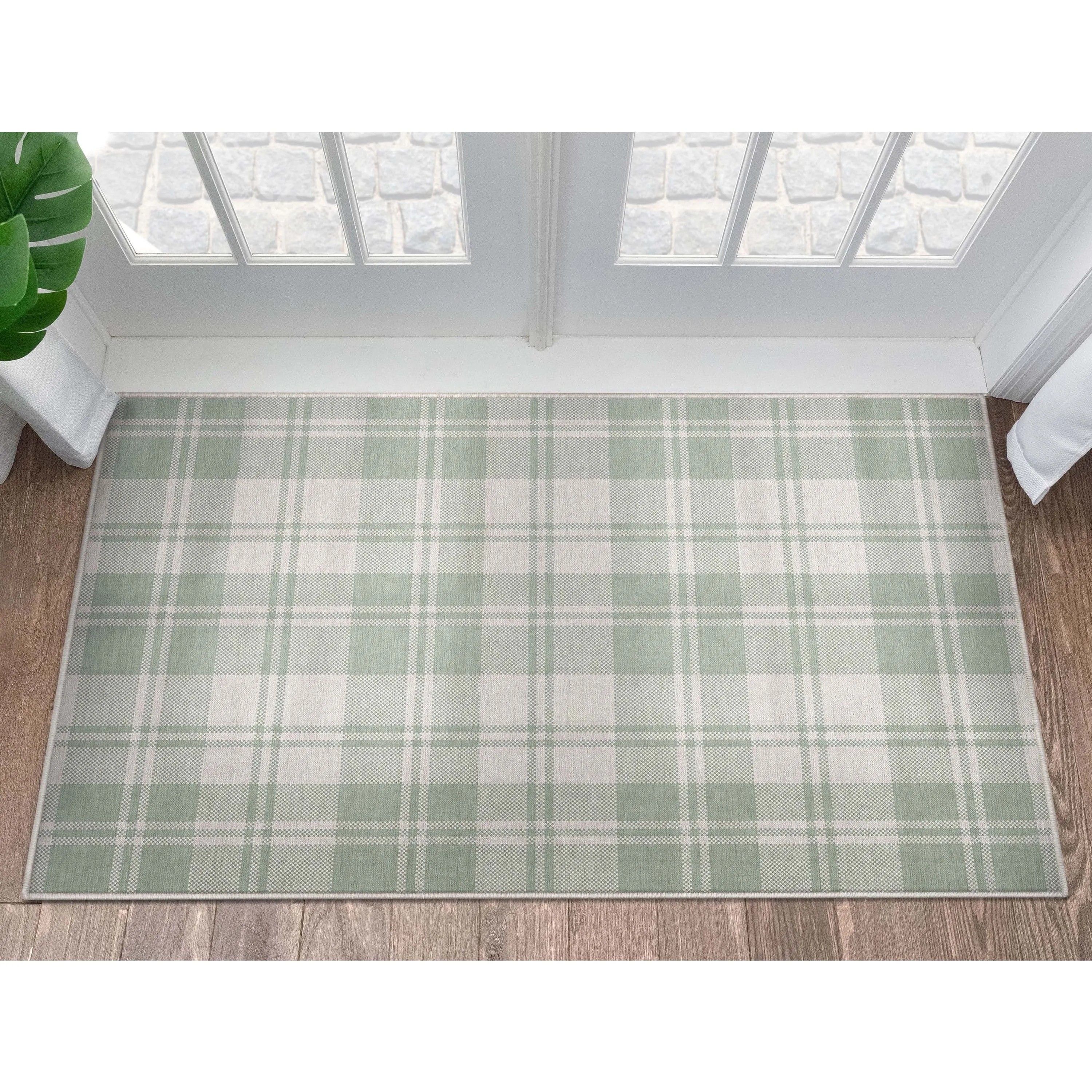 Well Woven Apollo Plaid Farmhouse Geometric FlatWeave Rug