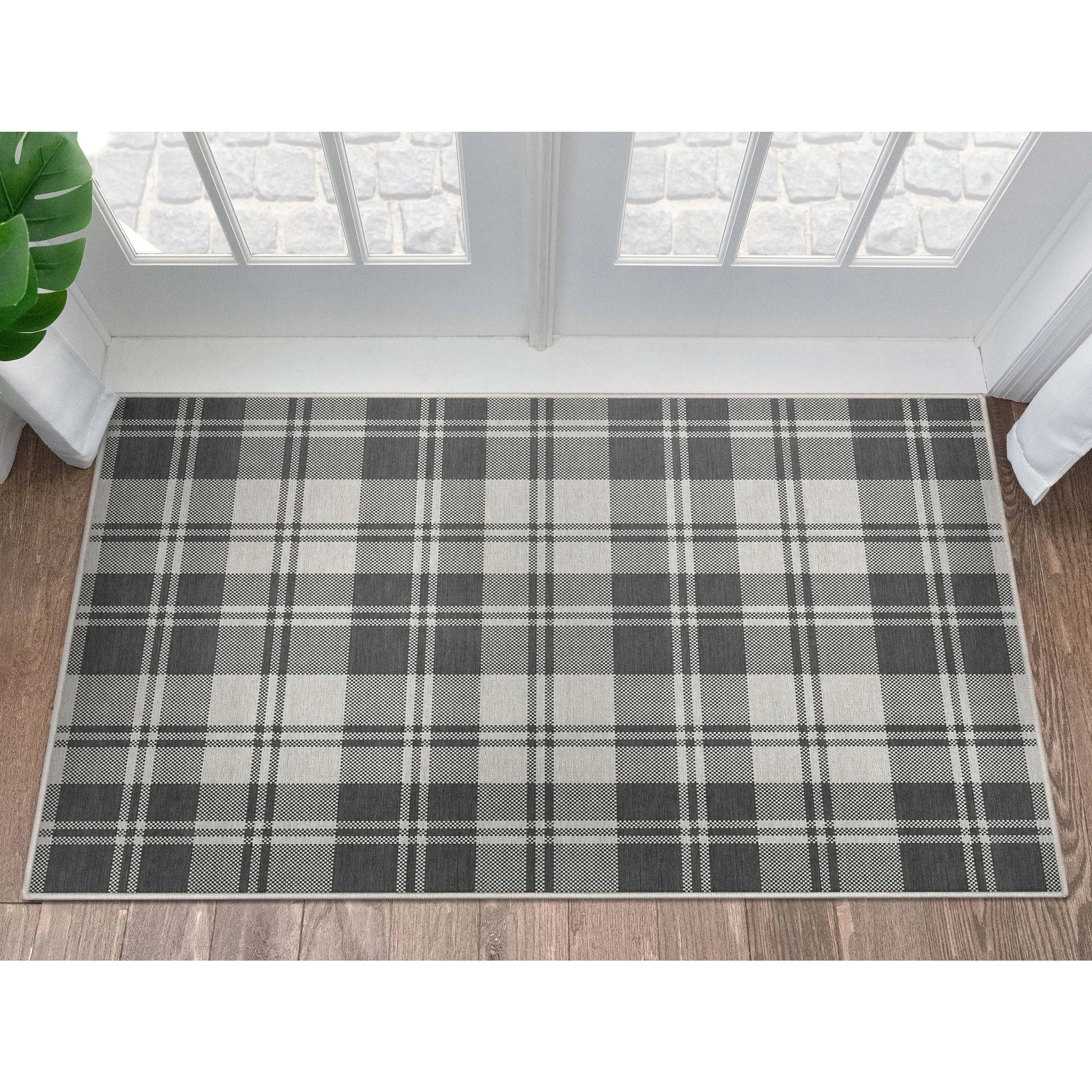 Well Woven Apollo Plaid Farmhouse Geometric FlatWeave Rug
