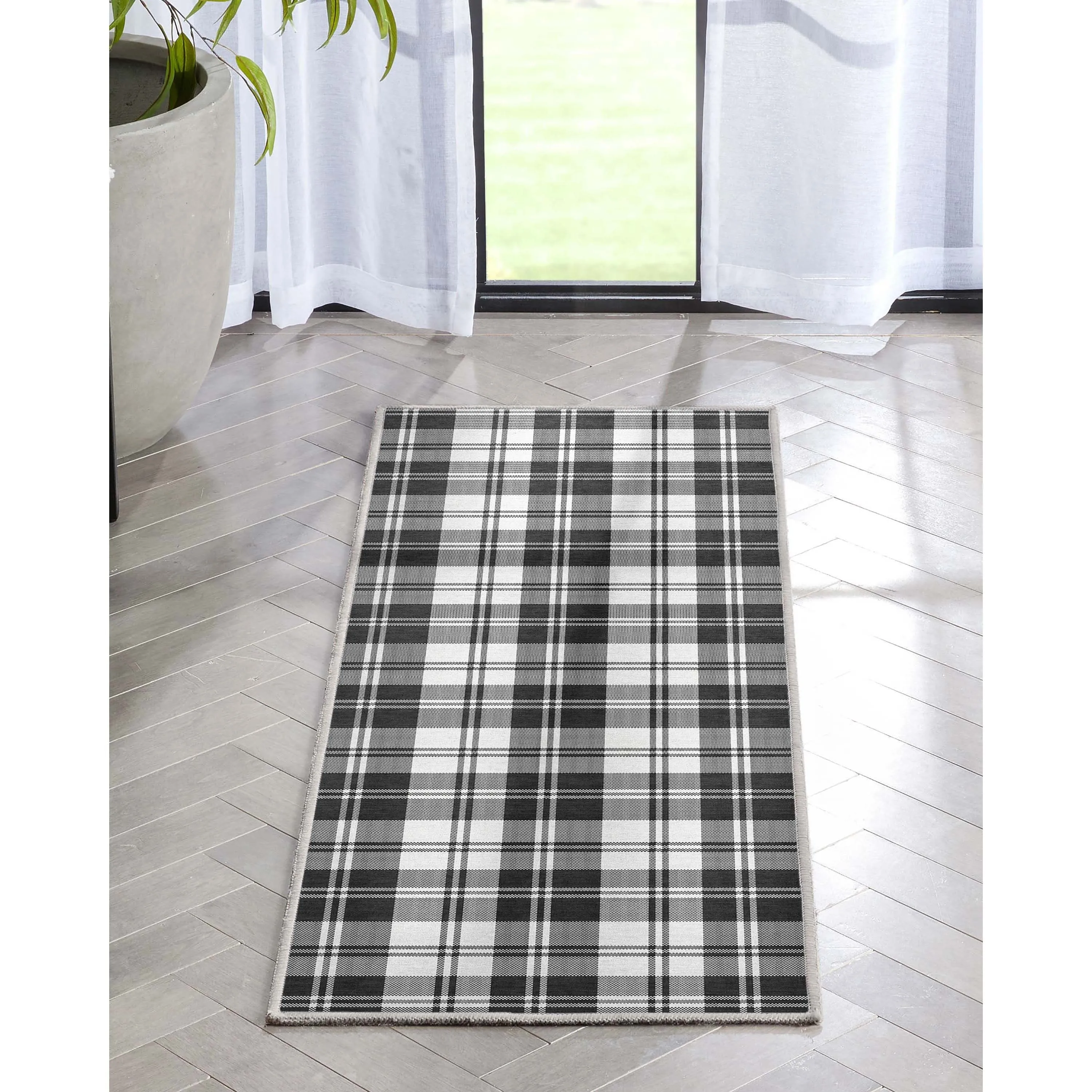 Well Woven Apollo Plaid Farmhouse Geometric FlatWeave Rug