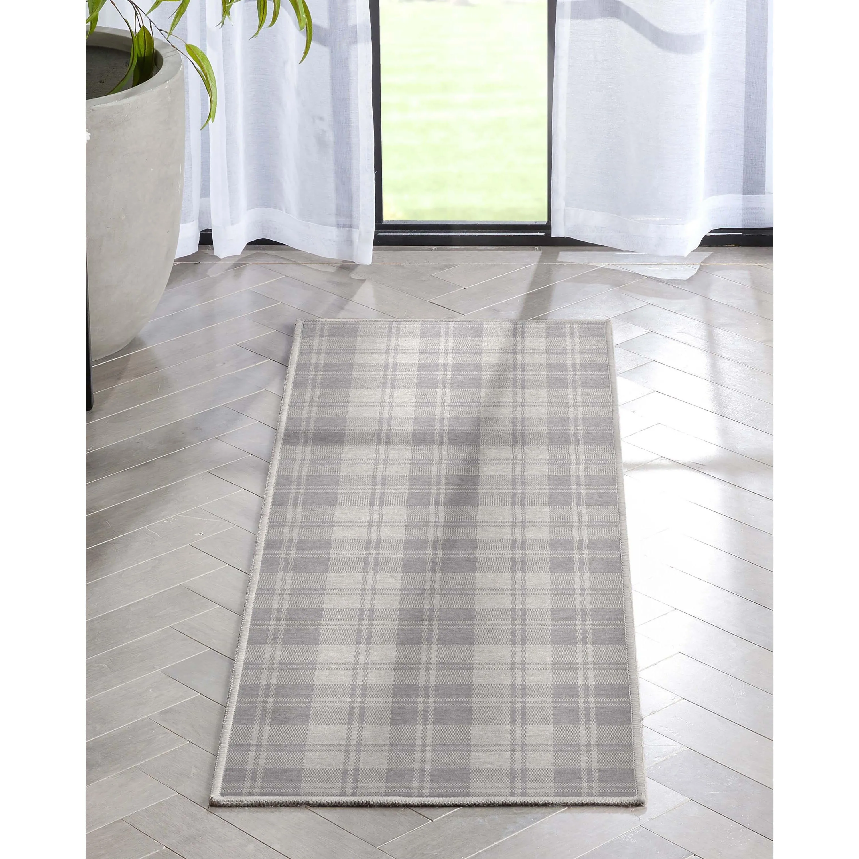Well Woven Apollo Plaid Farmhouse Geometric FlatWeave Rug