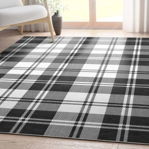 Well Woven Apollo Plaid Farmhouse Geometric FlatWeave Rug