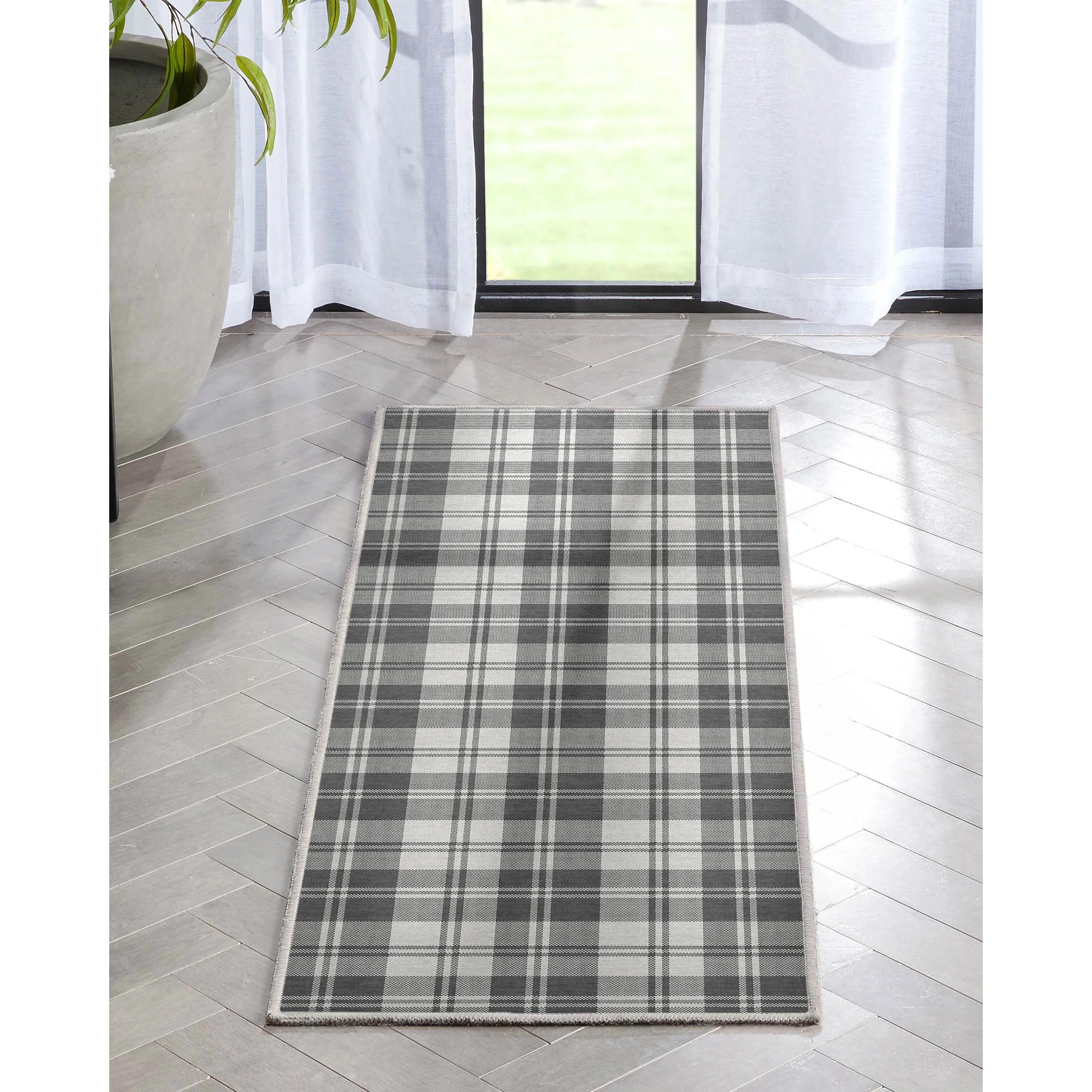 Well Woven Apollo Plaid Farmhouse Geometric FlatWeave Rug