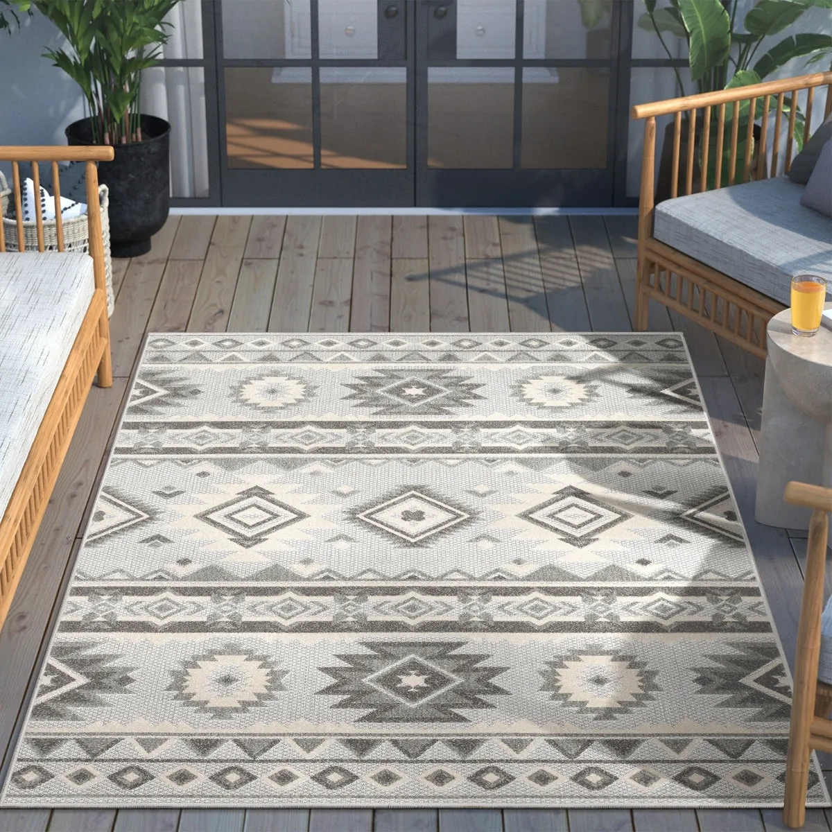 Well Woven Dorado Mamba Indoor Outdoor Southwestern High-Low Area Rug