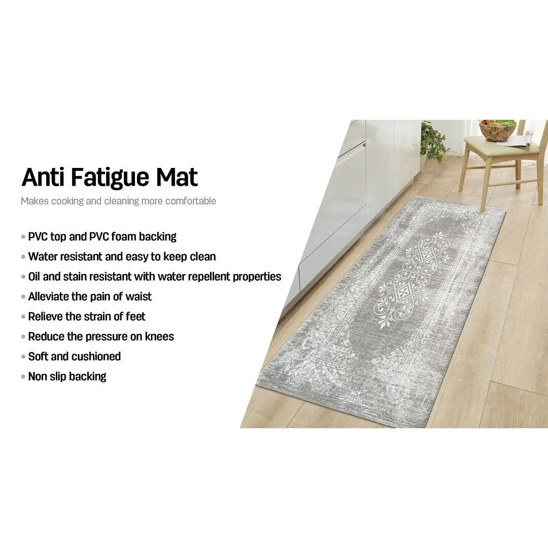 World Rug Gallery Distressed Traditional Vintage Design Anti Fatigue Standing Mat